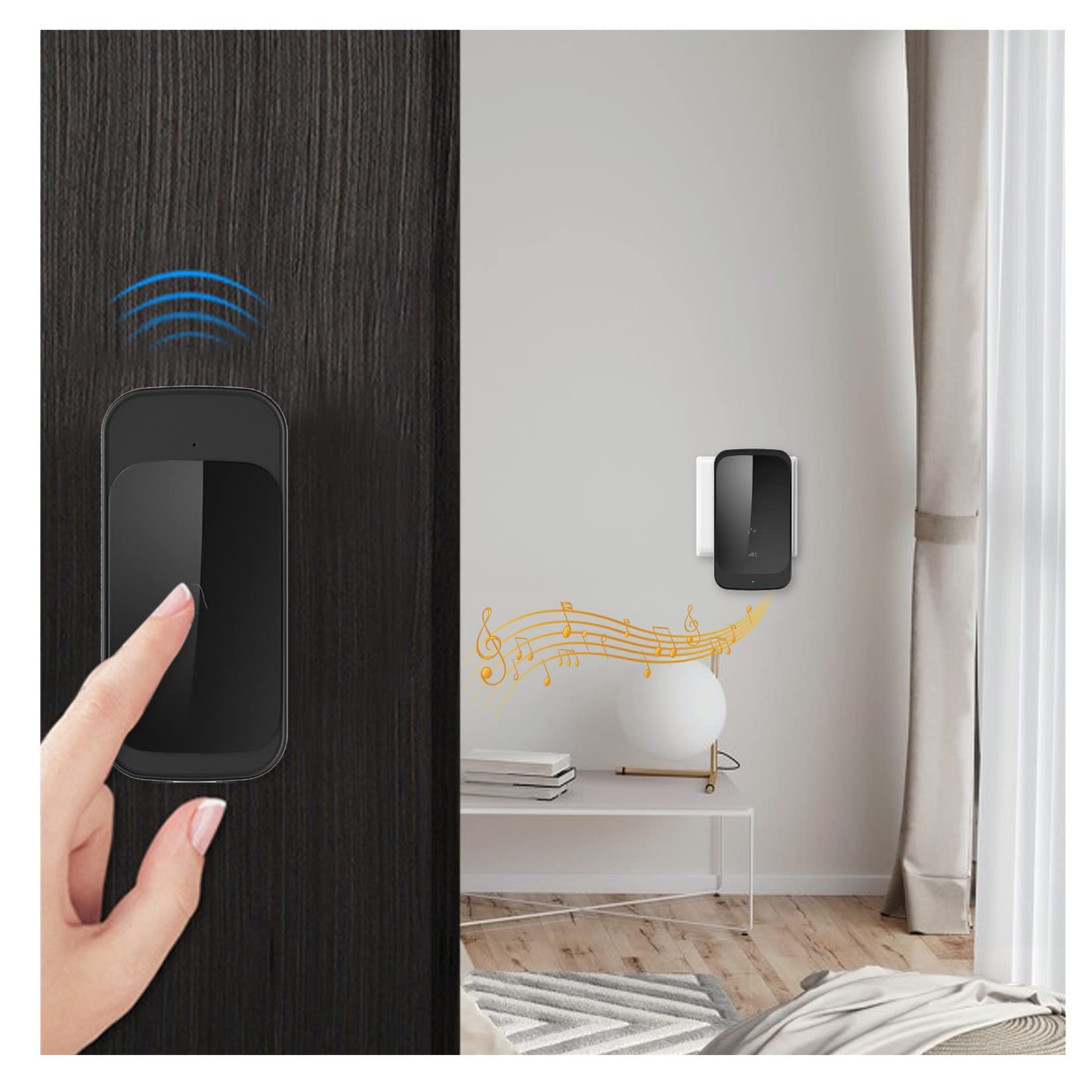 Wireless Doorbell Kit - Waterproof Mini Doorbell with 900ft Range, 38 Ringtones & 4-Level Volume Control - Battery Powered for Home, Office, Apartment (Easy Installation & Long Distance Coverage)
