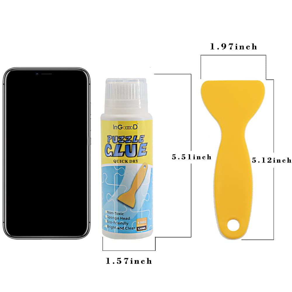 Best Puzzle Glue for 1500-5000 Piece Puzzles | Non-Toxic, Quick-Dry Adhesive for Paper & Wood Puzzles | Includes Applicator (4.06oz/120ml) | Perfect for Preserving & Framing Finished Puzzles