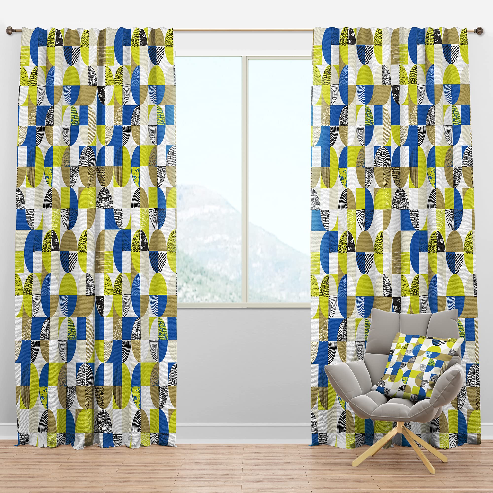 Blackout Curtains - Circular Retro Design Thermal Insulated Single Panel (52x90 inches) for Bedroom & Living Room - Perfect for Light Blocking, Privacy & Energy Savings