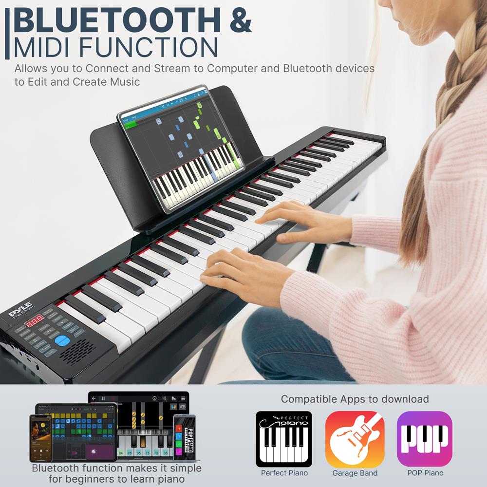 Best Portable Piano Keyboard 61 Keys - Lightweight & Foldable Digital Piano for Beginners, Kids & Travel - Perfect for Home, Studio & Outdoor Performances