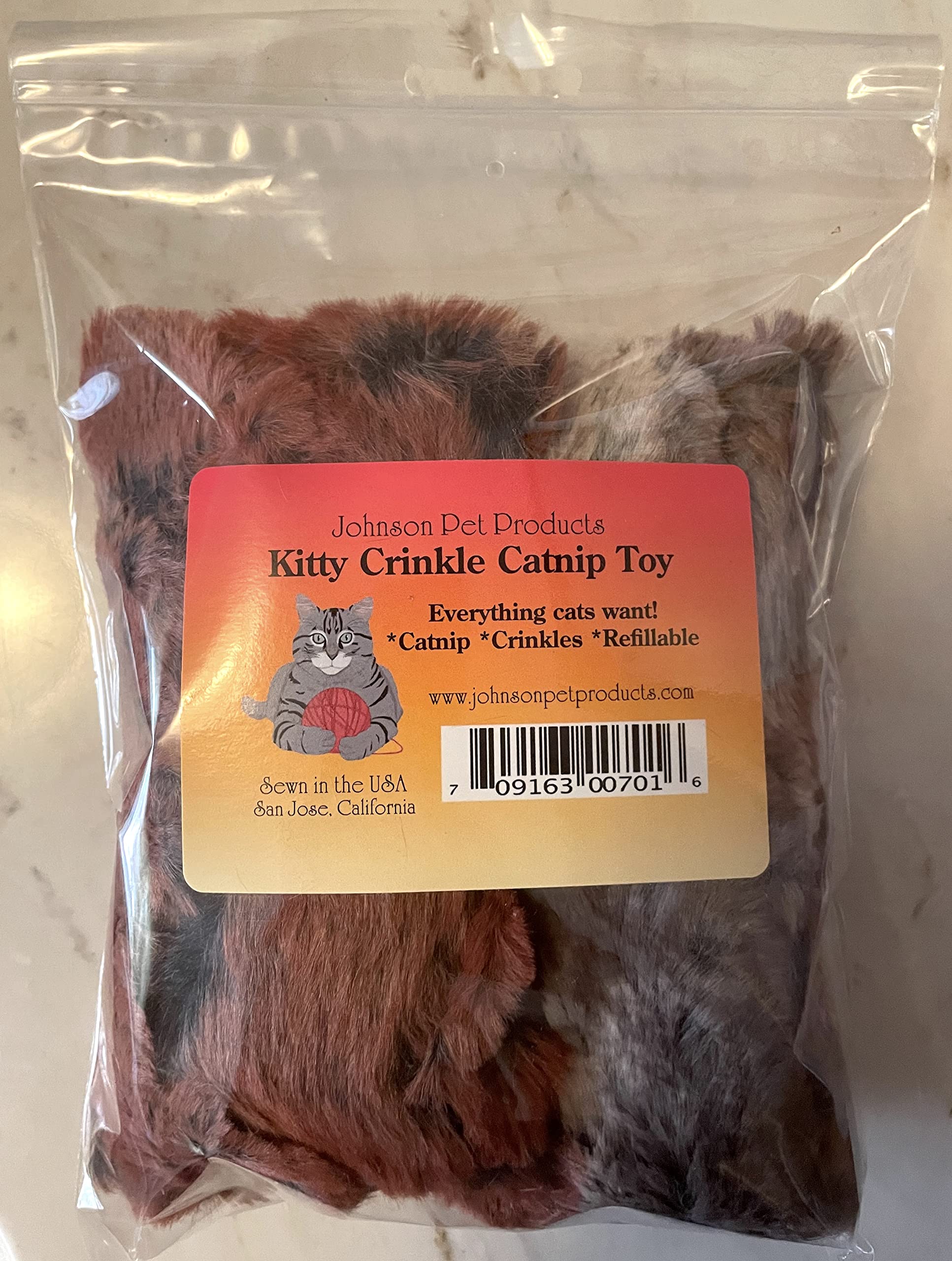 Refillable Catnip Toy for Kittens - Crinkle Furry Interactive Cat Toy for Playtime & Stress Relief - Perfect for Indoor Cats & Playful Kittens