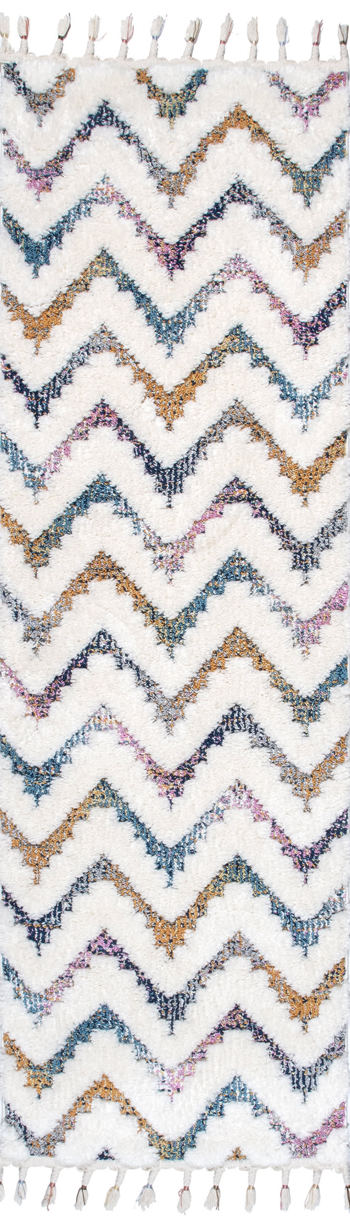 Handmade Ivory Chevron Shag Rug - Soft Plush Carved Design for Living Room, Bedroom & Nursery Decor | Cozy & Stylish Home Accent
