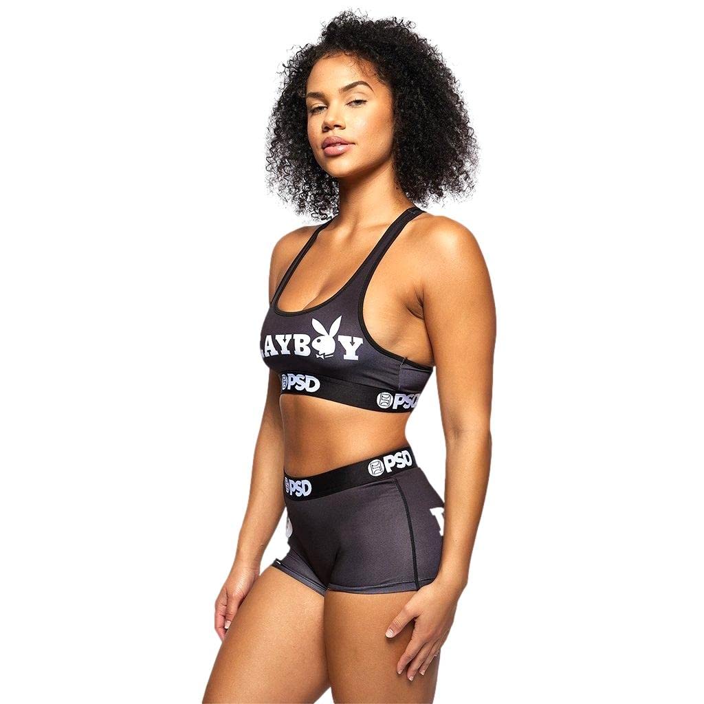 Playboy Women's Racerback Sports Bra - Breathable Microfiber Workout Top for Yoga, Running & Gym | PSD Comfortable Activewear