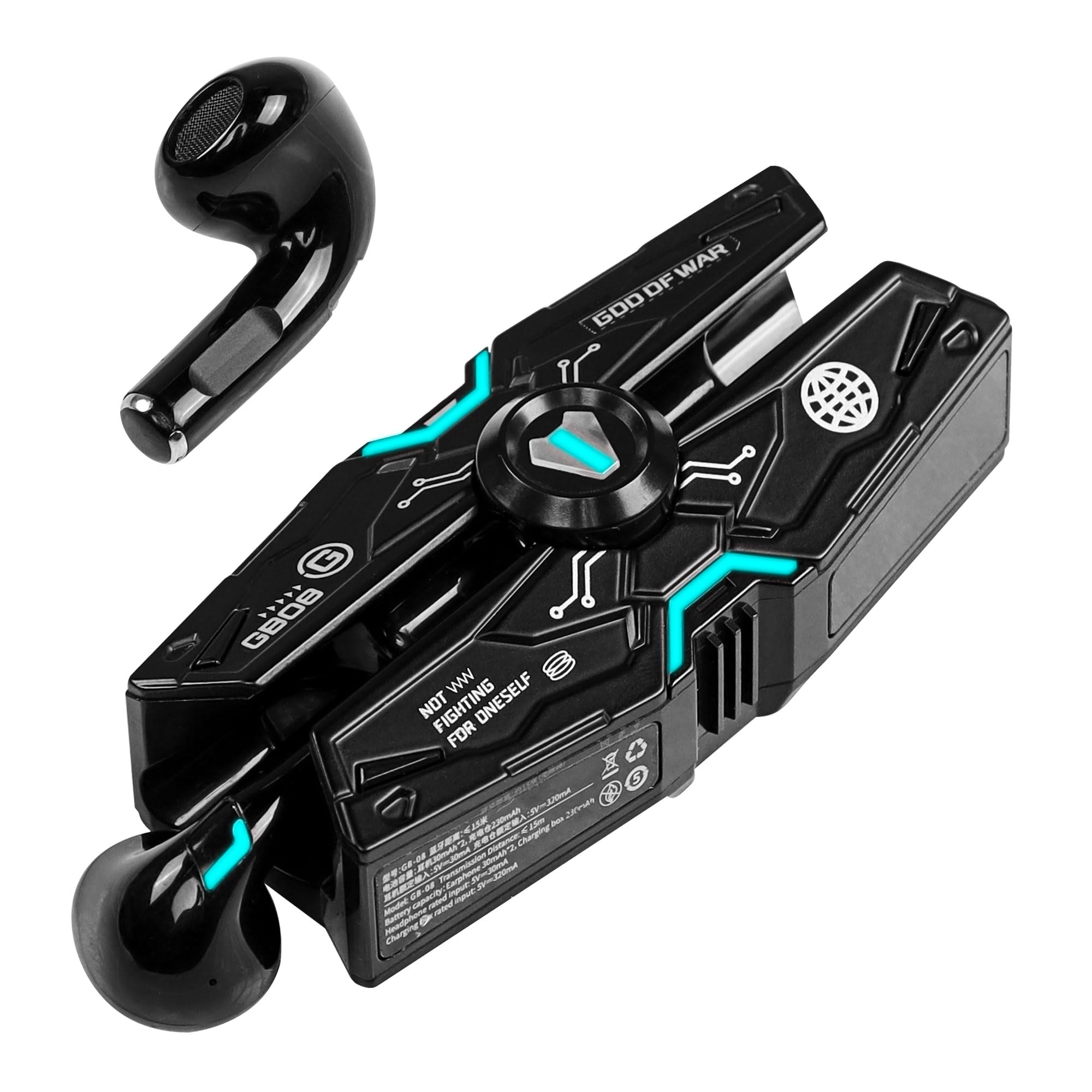 CERRXIAN Wireless Earbuds with Charging Case - Red LED Bluetooth Earbuds, Hi-Fi Stereo Sound for iPhone & Android, IPX5 Waterproof for Running, Gym Workouts & Gaming (Black) - Perfect for Commuting, Workouts & Outdoor Activities