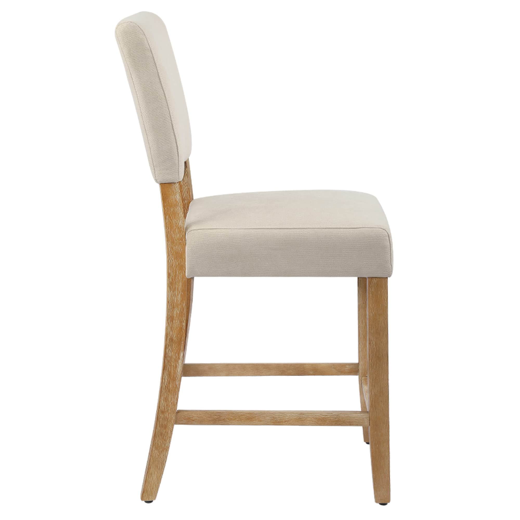 DAGONHIL 24 Inch Counter Height Bar Stools Set of 2 - Upholstered Kitchen Island Stools with Wooden Legs & Soft Towel Fabric (Beige) - Perfect for Breakfast Bars, Kitchen Islands & Home Bars