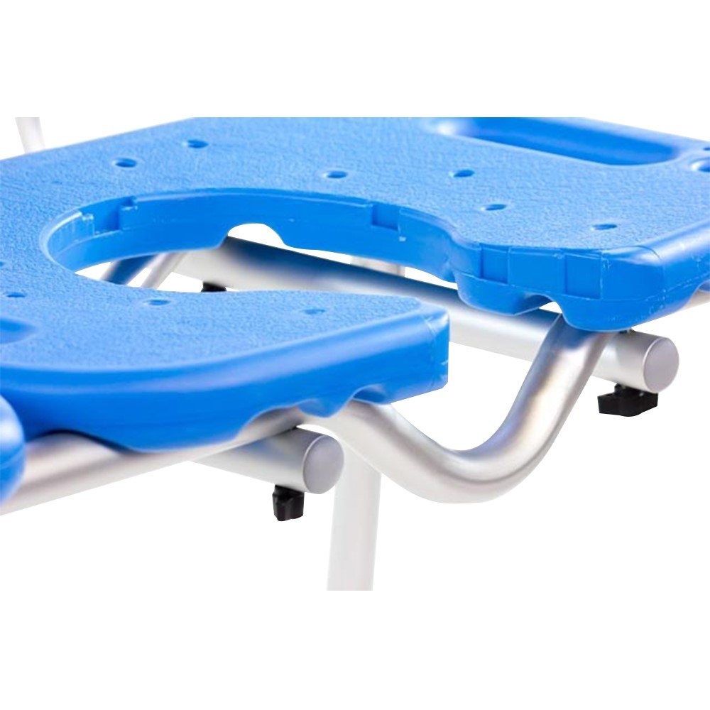 Platinum Health Bath Transfer Bench with Cutout Shower Seat - Adjustable Height Deluxe Shower Chair for Seniors & Elderly - All-Access Tub Transfer Seat with Removable Insert - Ideal for Safe Bathing & Showering Assistance (Blue)