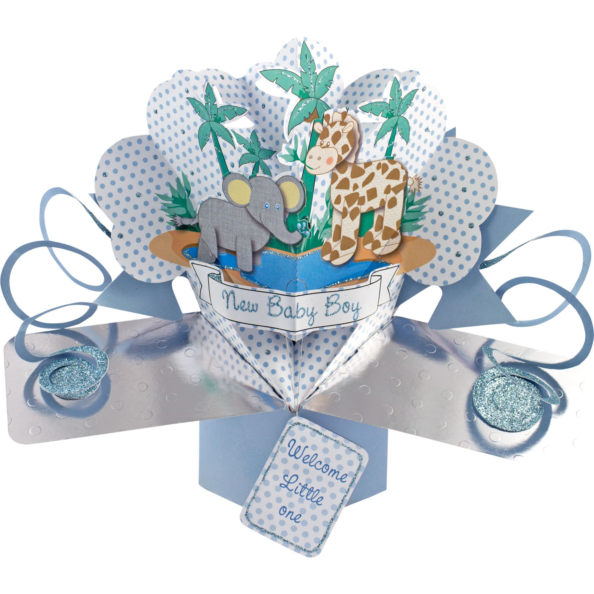 Pop Up Card for Baby Boy | Suki Gifts | Multi-Color 13x21cm | Perfect for Birthdays & Baby Showers