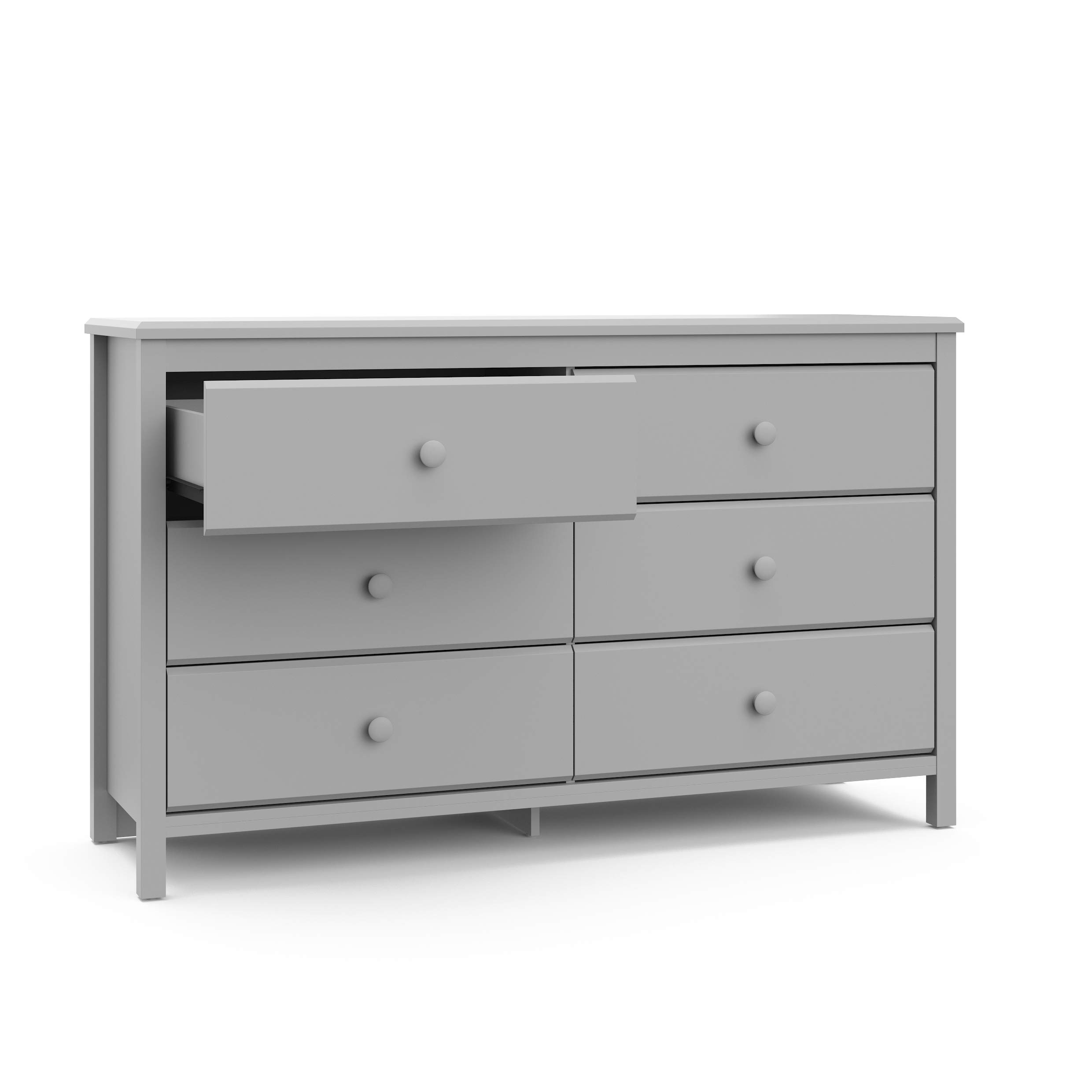 Storkcraft Alpine 6-Drawer Double Dresser in Pebble Gray - GREENGUARD Gold Certified Nursery Dresser for Kids | Baby Room Storage Organizer & Bedroom Chest of Drawers | Perfect for Toddler Bedroom Organization and Baby Clothes Storage
