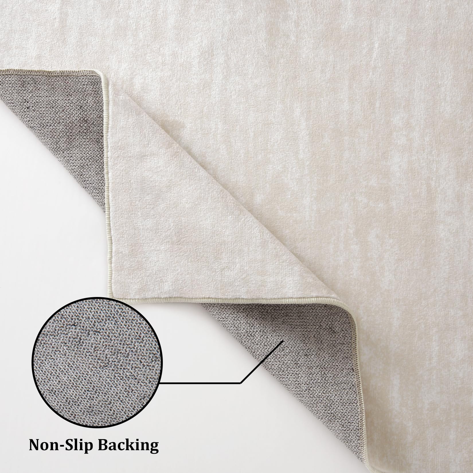 GARVEE 3x5 Washable Non-Slip Area Rug - Soft Modern Solid Carpet for Living Room, Bedroom, Kitchen & Nursery | Cream White Contemporary Throw Rug | Perfect for Home Decor, Pet-Friendly & High-Traffic Areas