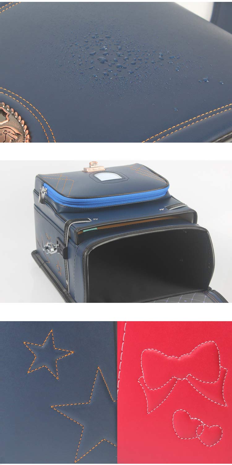 Japanese Randoseru Backpack for Boys & Girls - Lightweight PU Leather School Bag with Semi-Automatic Closure - Perfect for Elementary Students, Daily Commute & Travel