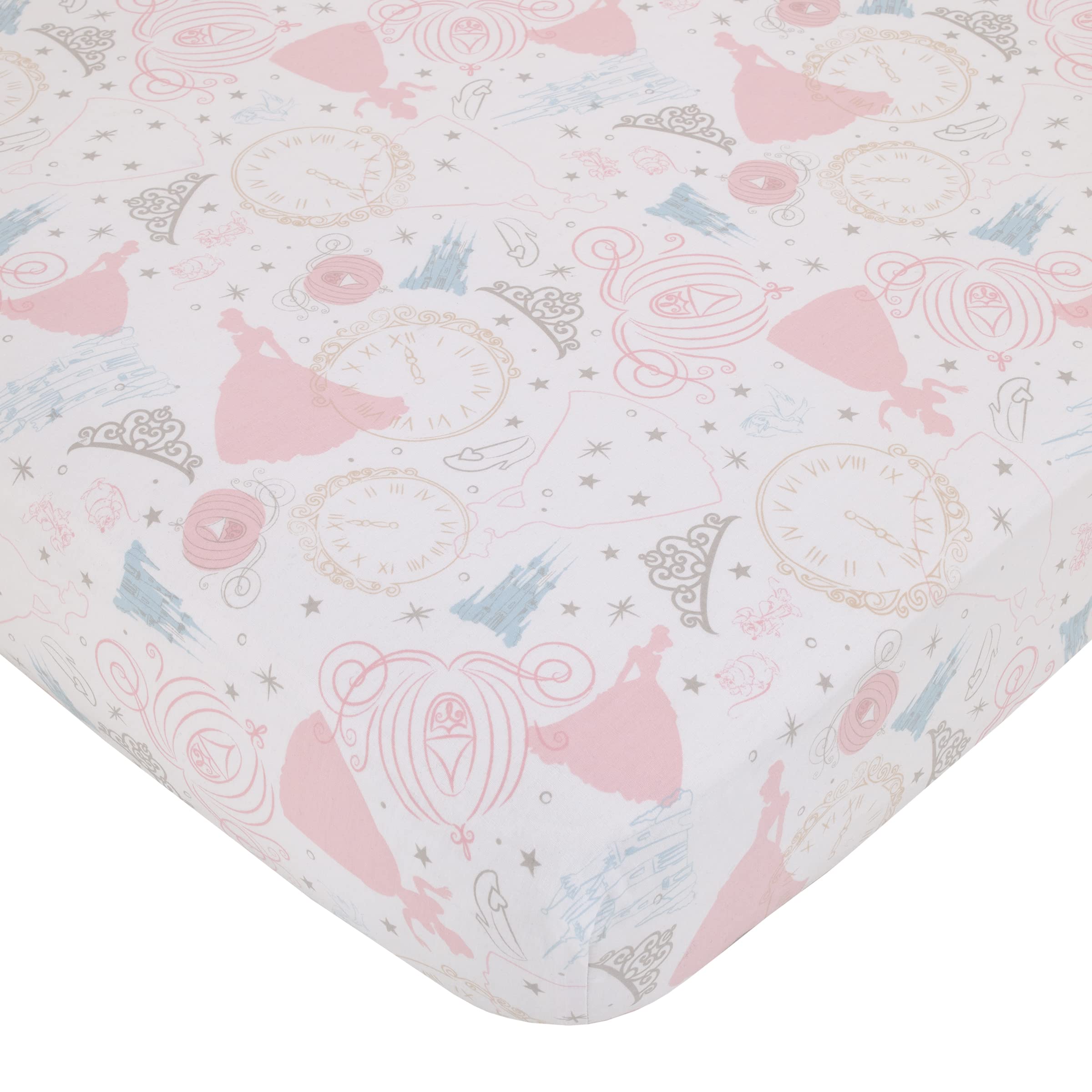 Disney Princess Enchanting Dreams Pink & White 3-Piece Crib Bedding Set - 100% Cotton Baby Nursery Comforter, Fitted Sheet & Skirt | Soft & Safe for Newborns, Perfect for Girls' Nursery Decor & Baby Shower Gifts