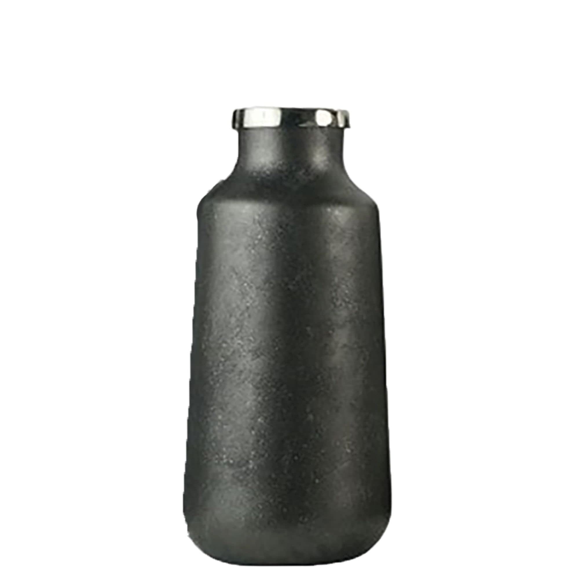 Kingston Living 14 Inch Tall Black Glass Vase with Silver Neck Rim - Elegant Centerpiece for Weddings, Home Decor & Floral Arrangements