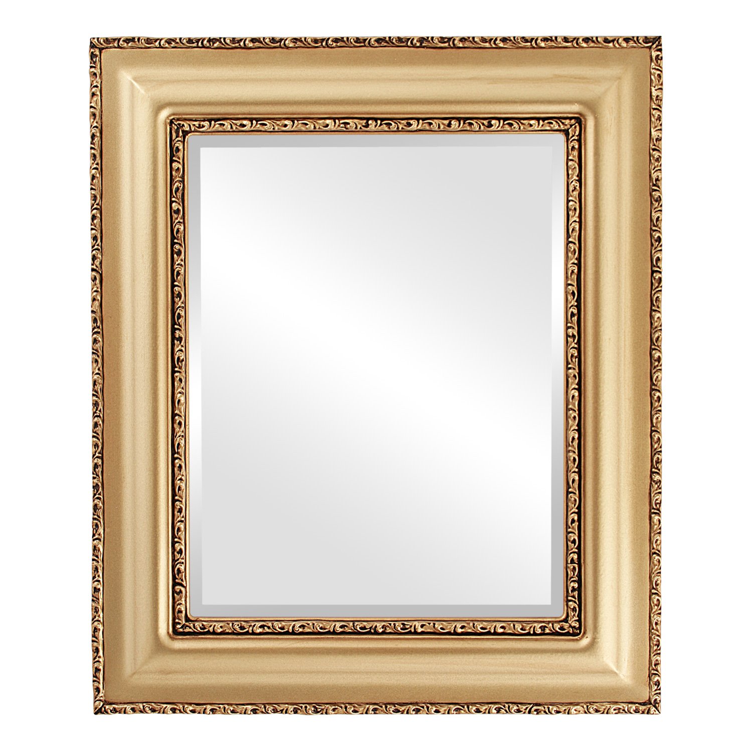 Ovalcrest Somerset Style Gold Rectangle Beveled Wall Mirror - 17x21 Inches - Elegant Home Decor for Living Room, Bedroom & Entryway