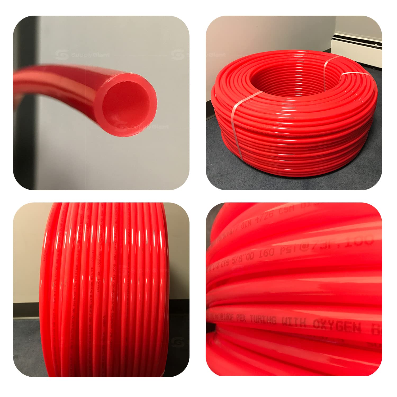 Oxygen Barrier PEX-B Pipe 1/2 Inch x 1000 Feet Coil - Red Tubing for Radiant & Hydronic Heating Systems - Non-Potable Water Pipe for Winter - Perfect for Floor Heating and Snow Melting Applications