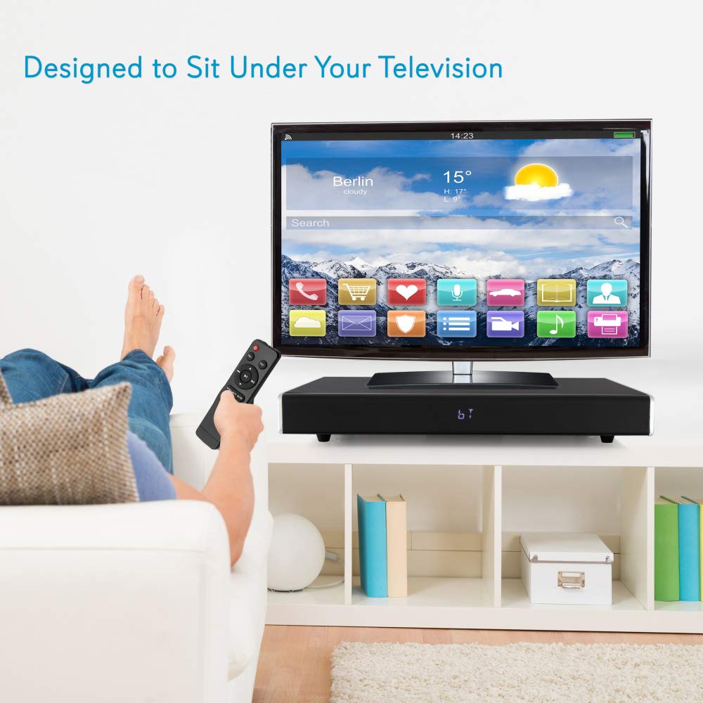 Pyle PSBV820BT 5.1 Surround Sound TV Sound Bar with Built-in Subwoofer - Bluetooth Wireless Soundbar for Home Theater, Gaming & Music - LCD Display, Digital Optical/RCA/AUX/USB Inputs - Black - Perfect for Living Rooms, Bedrooms & Home Entertainment Systems