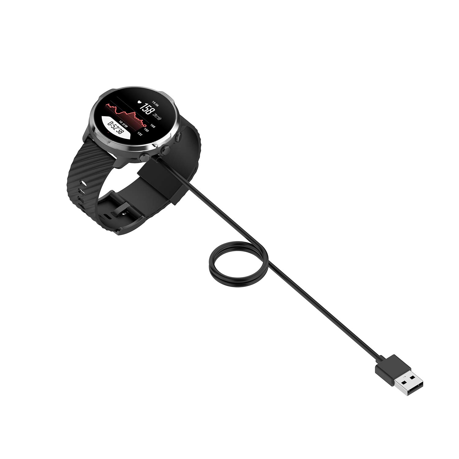 Suunto 7 Charger Cable - 3.3ft USB Replacement Charging Cord & Dock Adapter for Suunto 7 GPS Sport Smartwatch (2-Pack, Black) | Perfect for Travel, Gym & Outdoor Activities