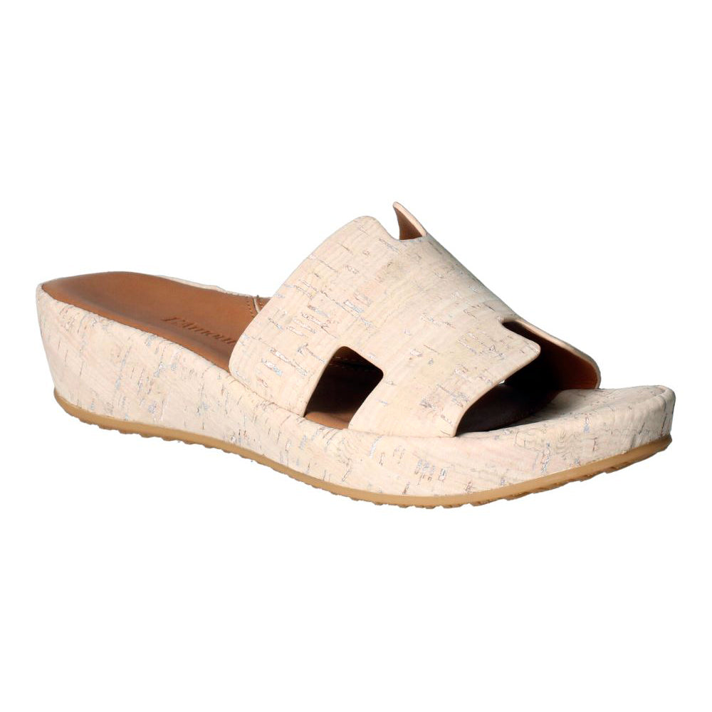Catiana Slip-On Sandals for Women - Whitewash Cork Wedge Sandals | Comfortable Summer Beach Shoes for Walking, Travel & Casual Outings