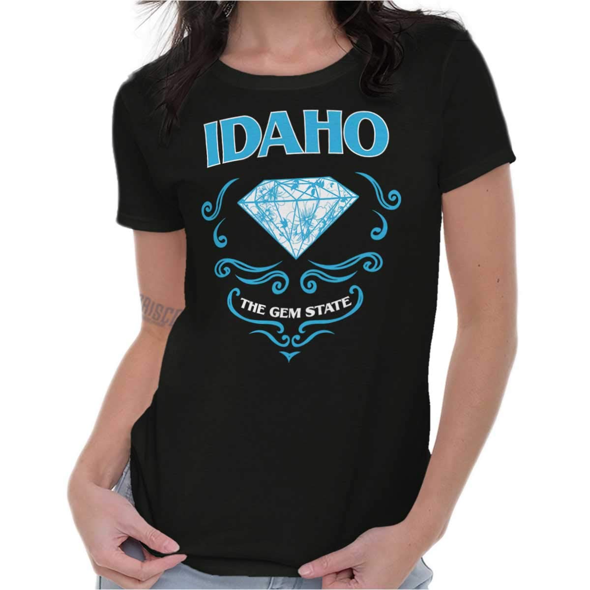 Idaho Pride Gem State Floral Graphic Tee for Women & Juniors - Soft Cotton T-Shirt with Idaho State Design - Perfect for Casual Wear, Travel & State Pride Events