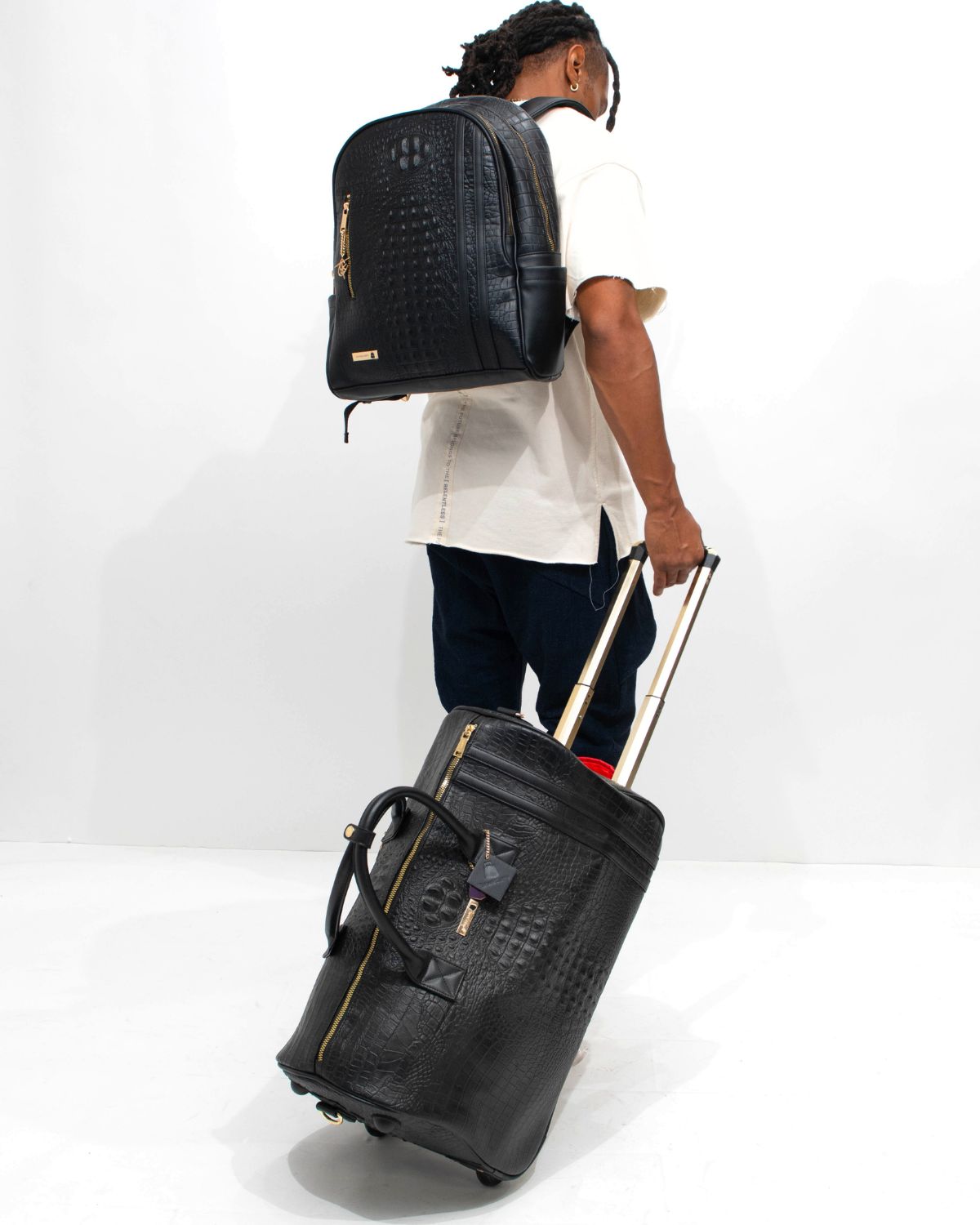 Apollo 2 Backpack & Rolling Duffle Bag Set in Black - Waterproof Travel Luggage for Business Trips, Gym, Camping & Weekend Getaways