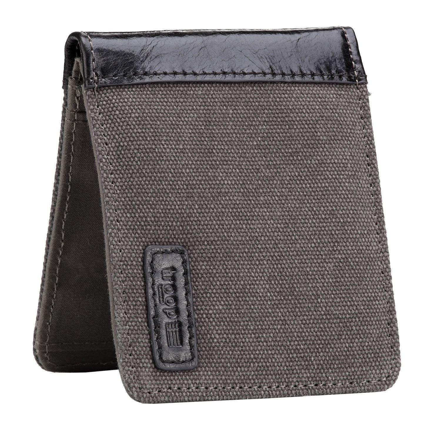 TRP0500 Troop London Men's Bi-Fold Canvas Wallet - Slim RFID Blocking Leather Card Holder for Everyday Use & Travel