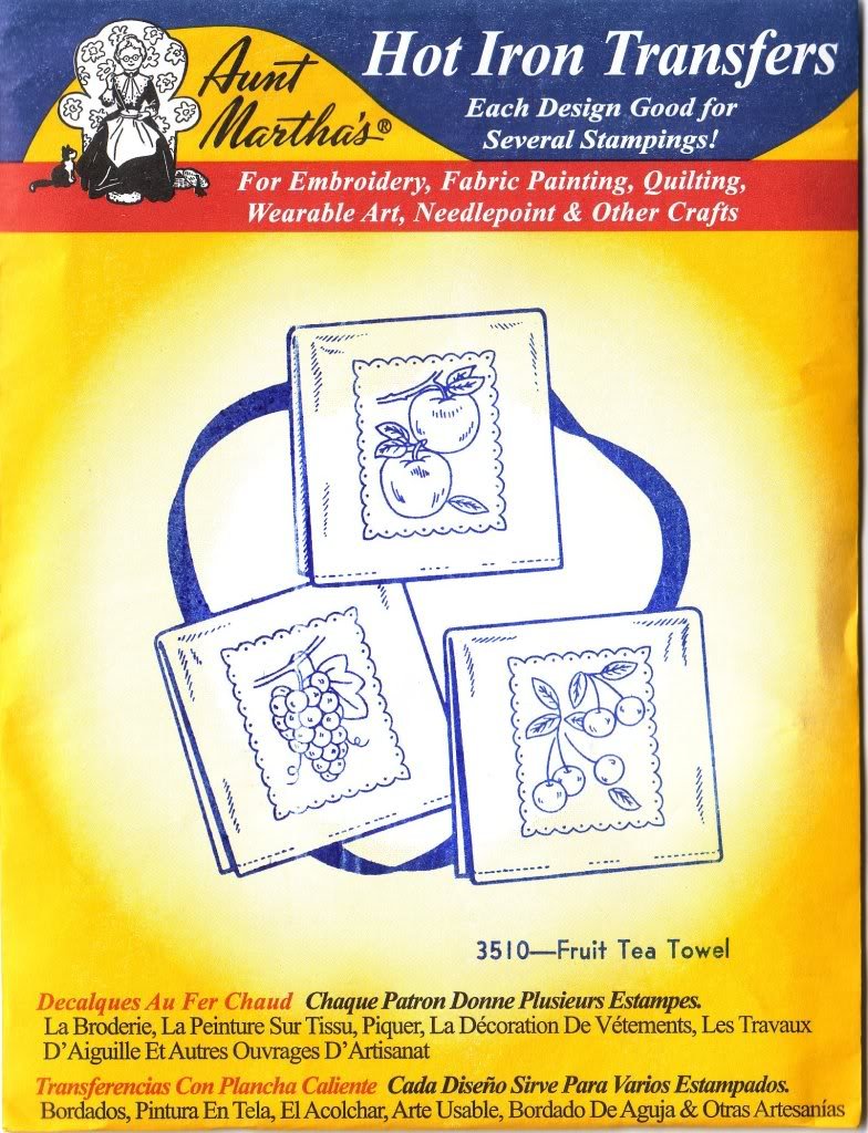 Aunt Martha's Hot Iron Embroidery Transfers for Fruit Tea Towels - DIY Vintage Kitchen Decor & Gift Ideas