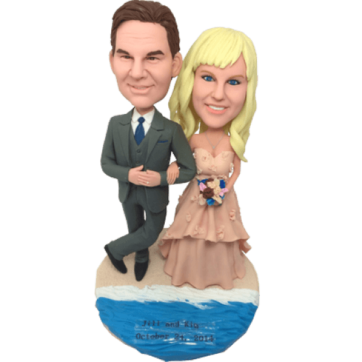 Personalized Hawaii Beach Wedding Anniversary Bobblehead - Custom Couple Figurine for Beach-Themed Gifts, Wedding Anniversaries & Tropical Home Decor