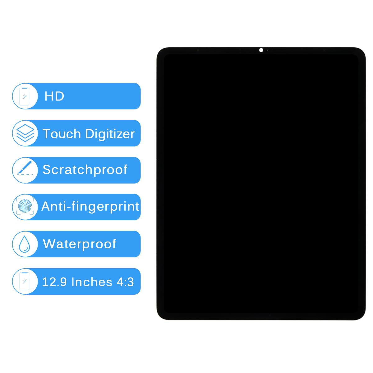 Original iPad Pro 12.9 5th Gen 2021 Screen Replacement Kit - Compatible with A2379 A2641 A2642 Models - LCD Display Touch Screen Digitizer Assembly with Tempered Glass & Repair Tools - Perfect for DIY Fixes, Cracked Screen Repair, and iPad Pro 12.9