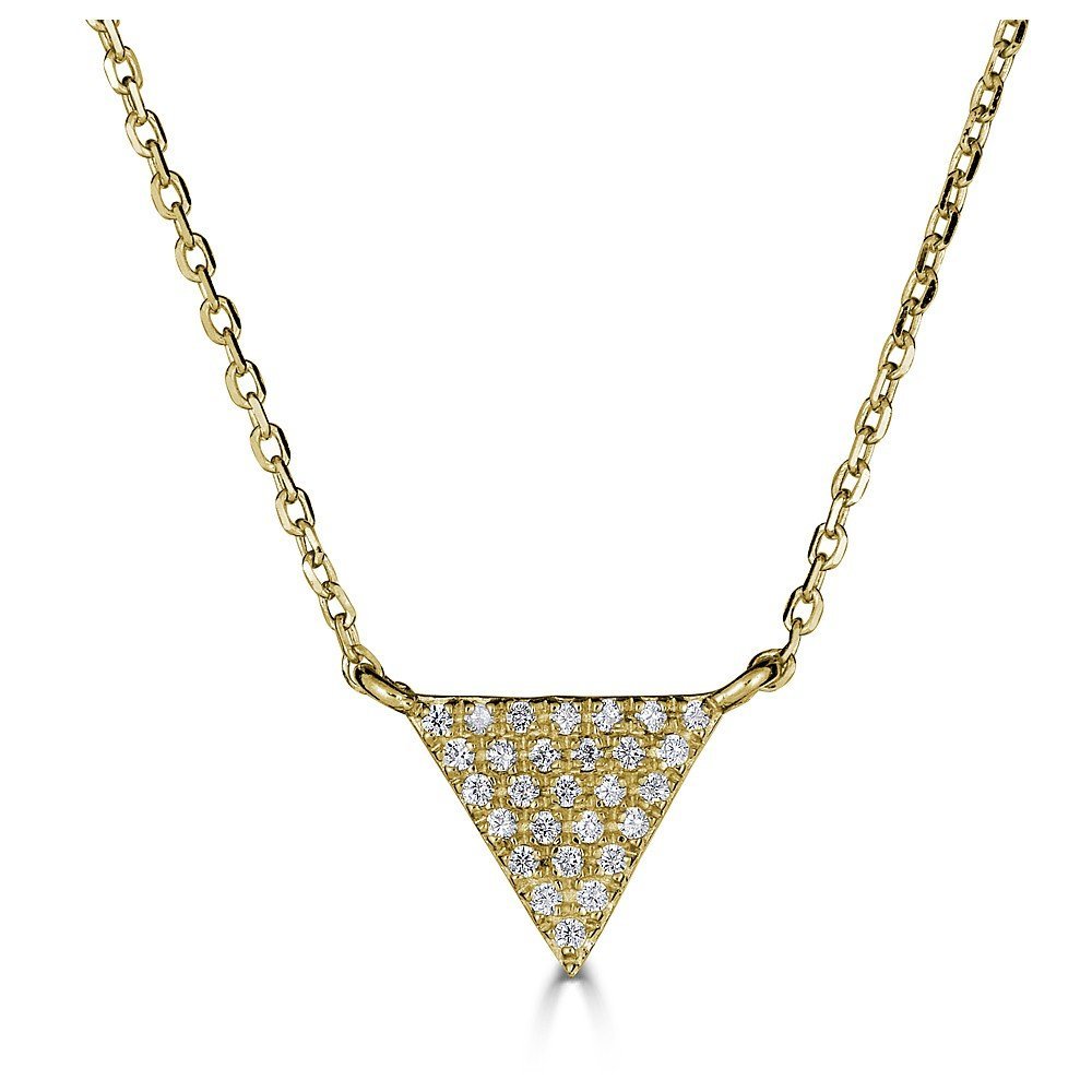 14KT Gold 1/10 CTW Diamond Triangle Pendant Necklace for Women - Elegant Everyday Jewelry & Special Occasion Gift