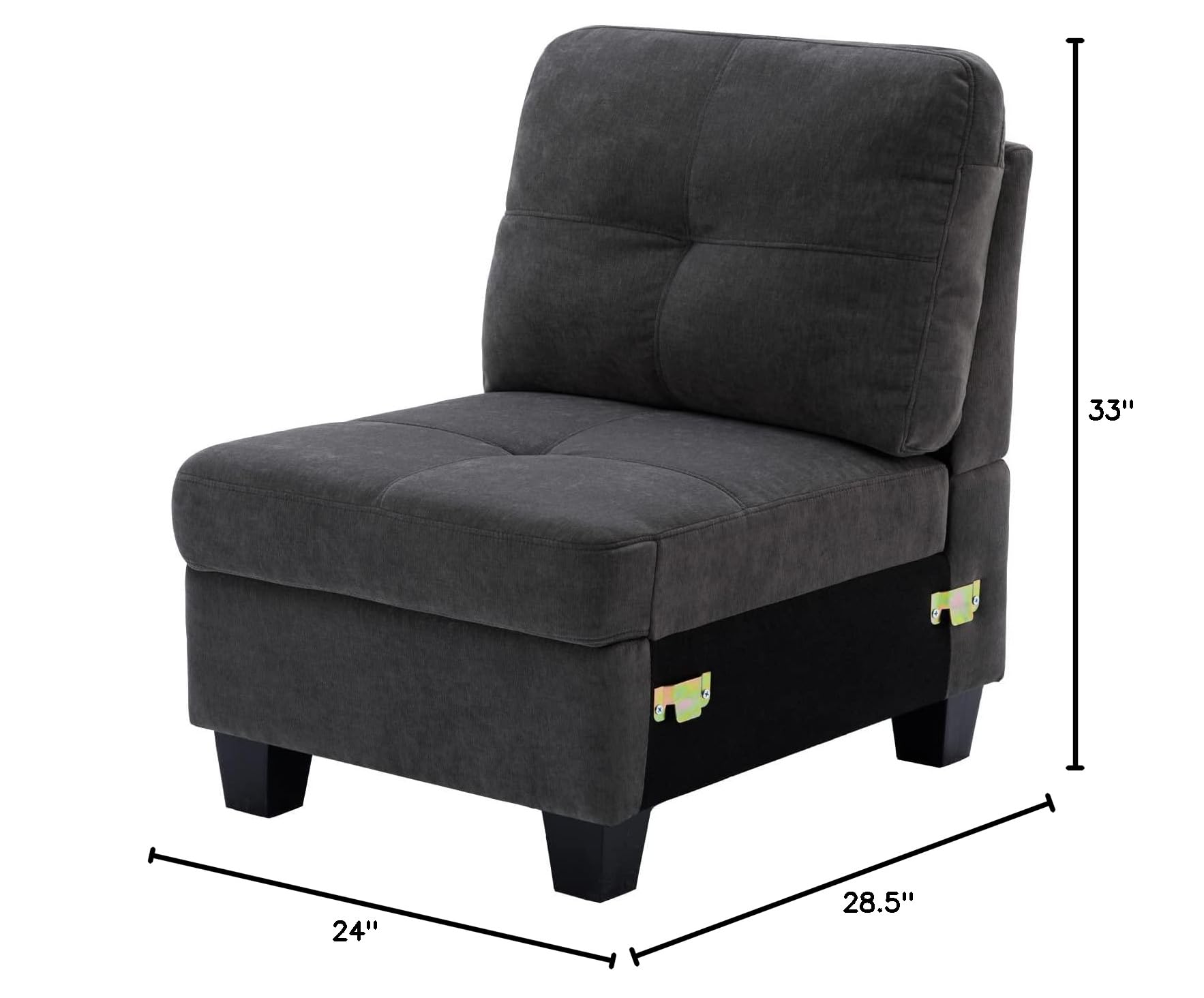 Luxury Velvet Sectional Sofa Set - Modular Upholstered Couch with Armless Chair for Living Room, Dark Gray | Perfect for Small Spaces, Apartments & Modern Home Decor