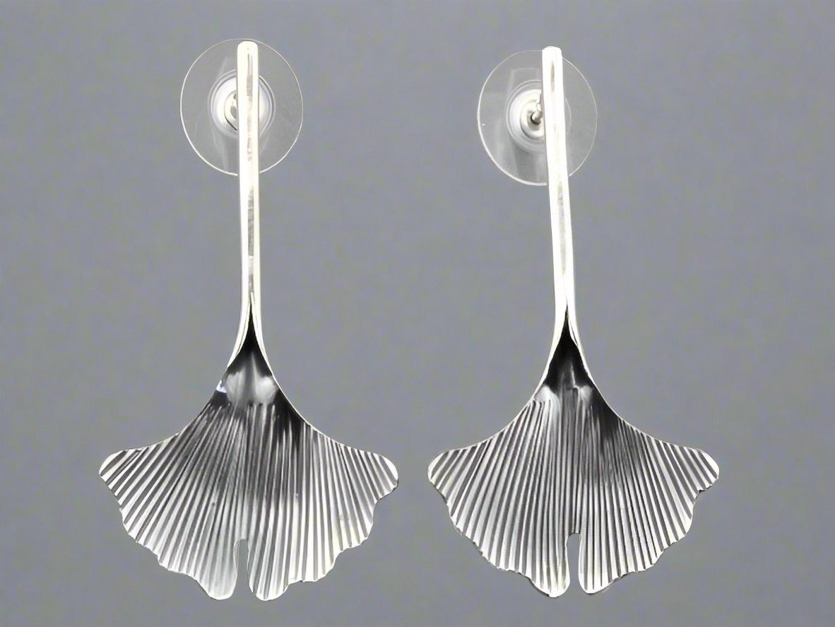 Elegant Long Ginkgo Drop Earrings - Oxidized Sterling Silver Dangle Earrings for Women | Perfect for Weddings, Parties & Everyday Wear