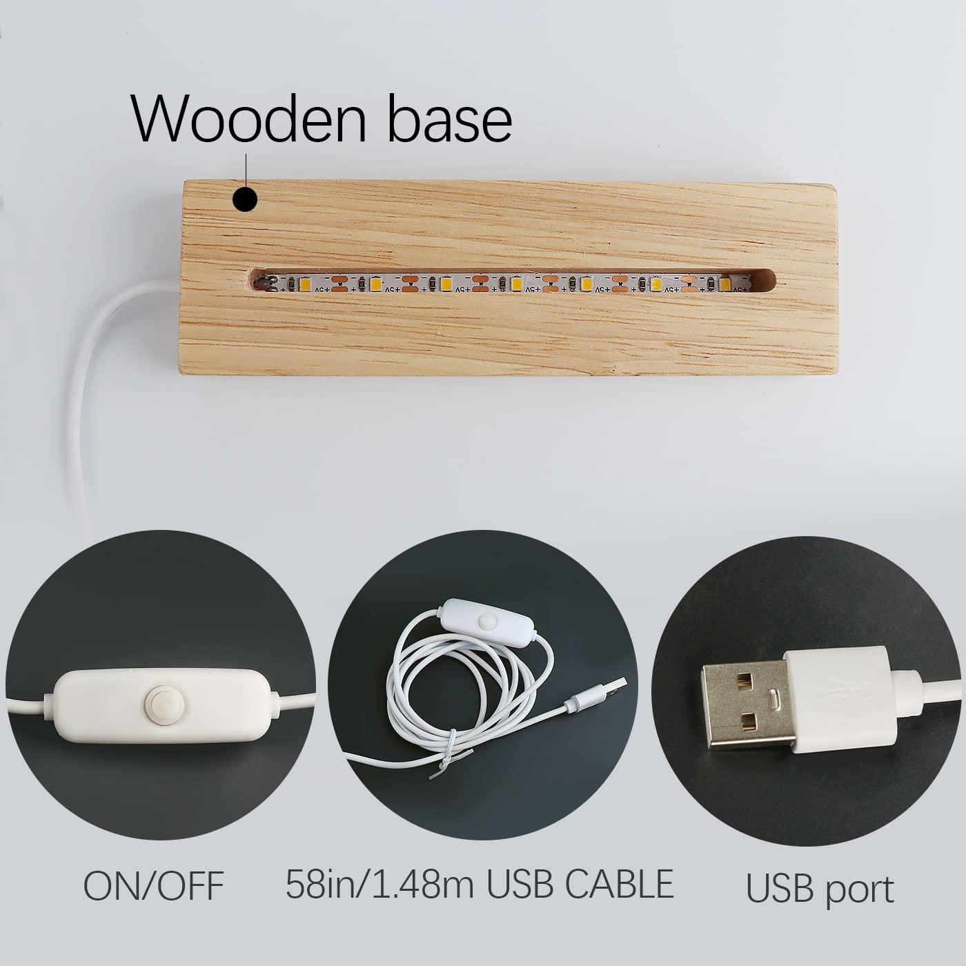 Personalized Wooden LED Night Light for Kids - Custom Name Nursery Lamp with USB Cable & Switch - Warm White Child's Bedroom Decor (Style 22) | Perfect for Bedtime, Nursery Room & Kids' Nighttime Comfort