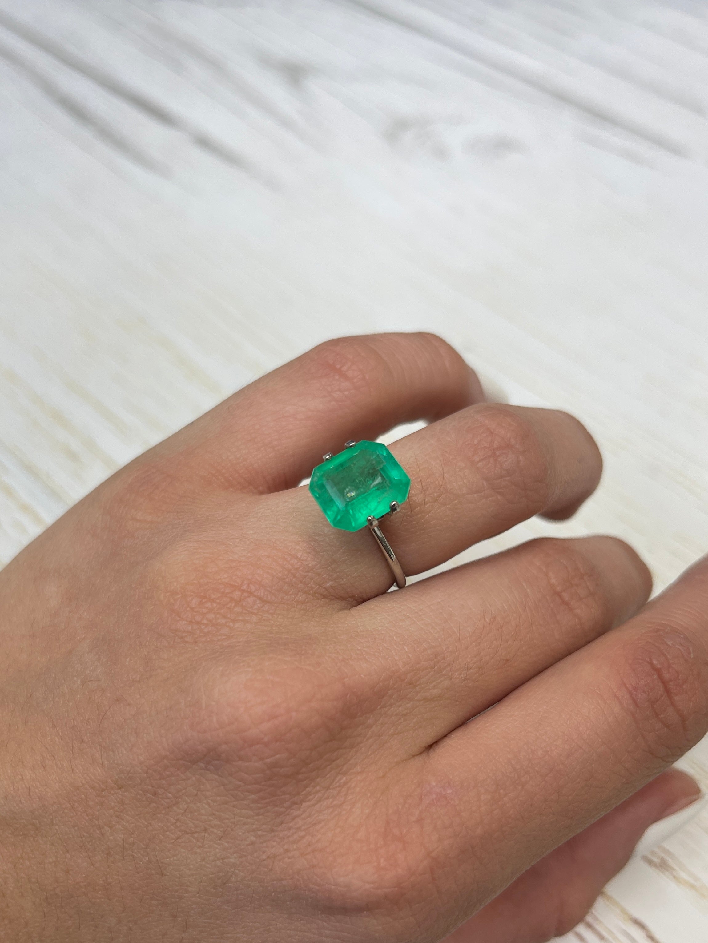 4.55 Carat 11x10mm Neon Green Natural Loose Colombian Emerald Gemstone - Emerald Cut for Jewelry Making, Engagement Rings & Luxury Gifts