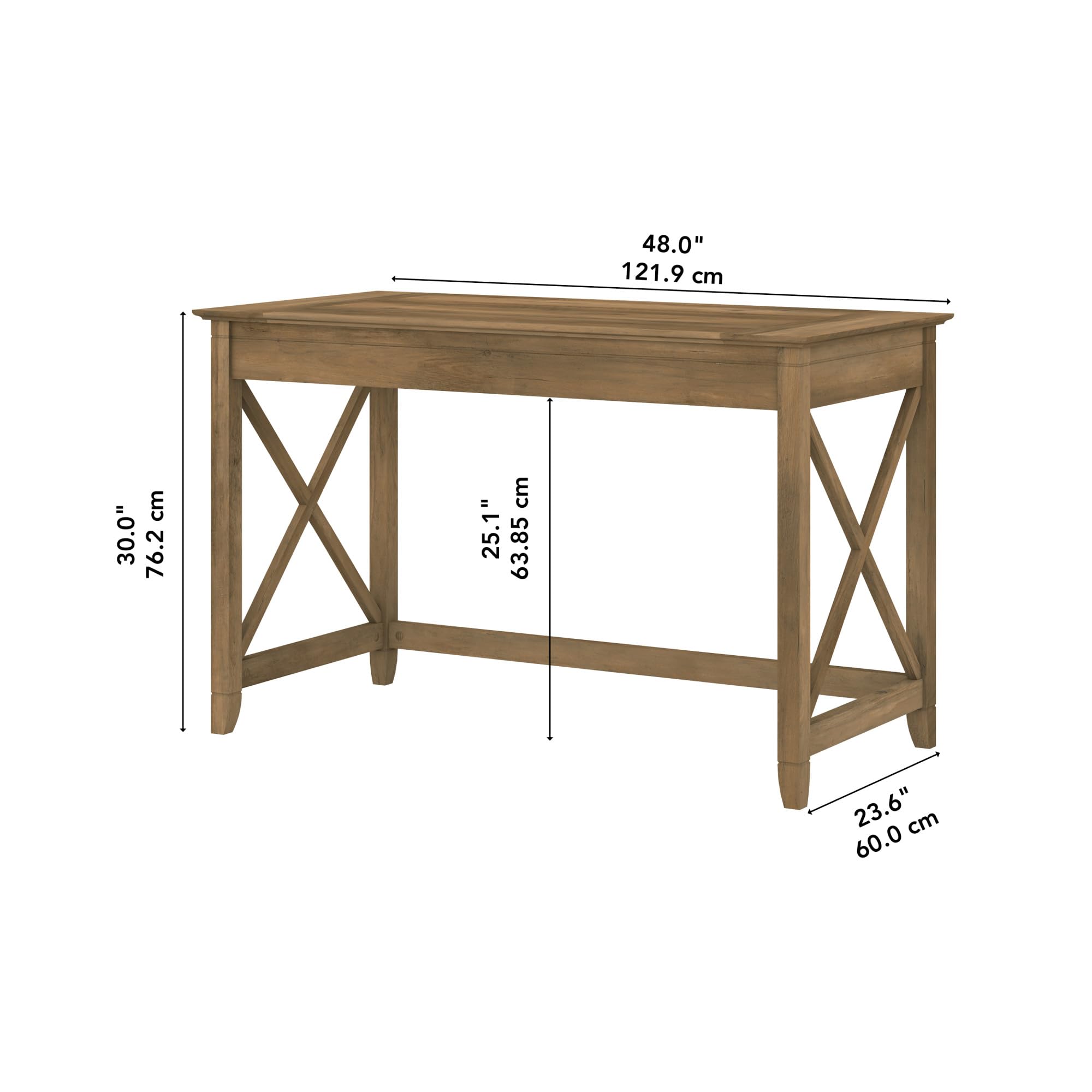 Bush Furniture Key West 48W Reclaimed Pine Writing Desk - Perfect for Home Office, Study Room & Small Spaces