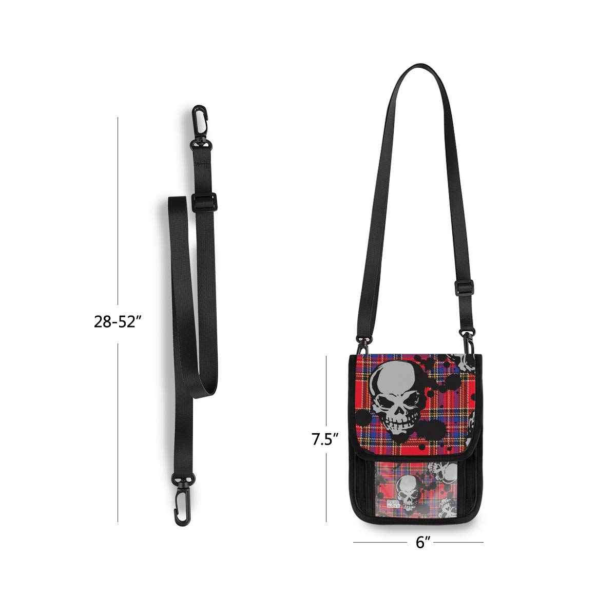 ALAZA Skull & Paint Small Crossbody Wallet Purse - RFID Blocking Phone Bag with Credit Card Slots - Passport Holder for Women - Perfect for Travel, Concerts & Daily Use