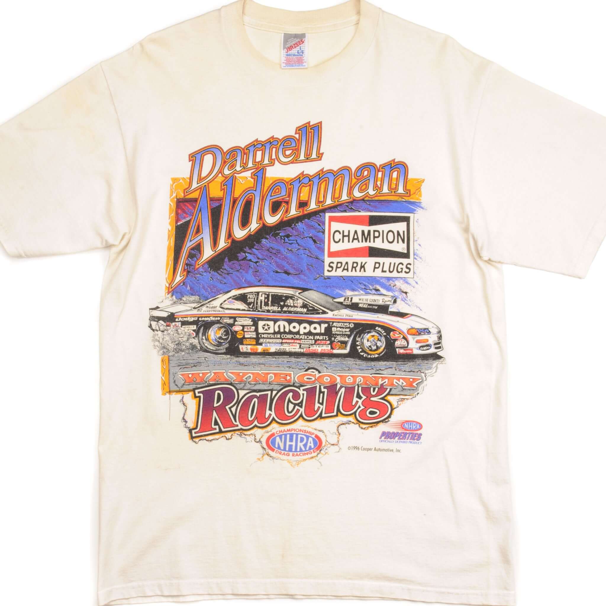 Vintage Darrell Alderman Racing T-Shirt 1996 - Large Size - Classic NASCAR Collectible for Racing Fans & Retro Fashion Enthusiasts - Perfect for Casual Wear, Car Shows & Vintage Sports Memorabilia Collection