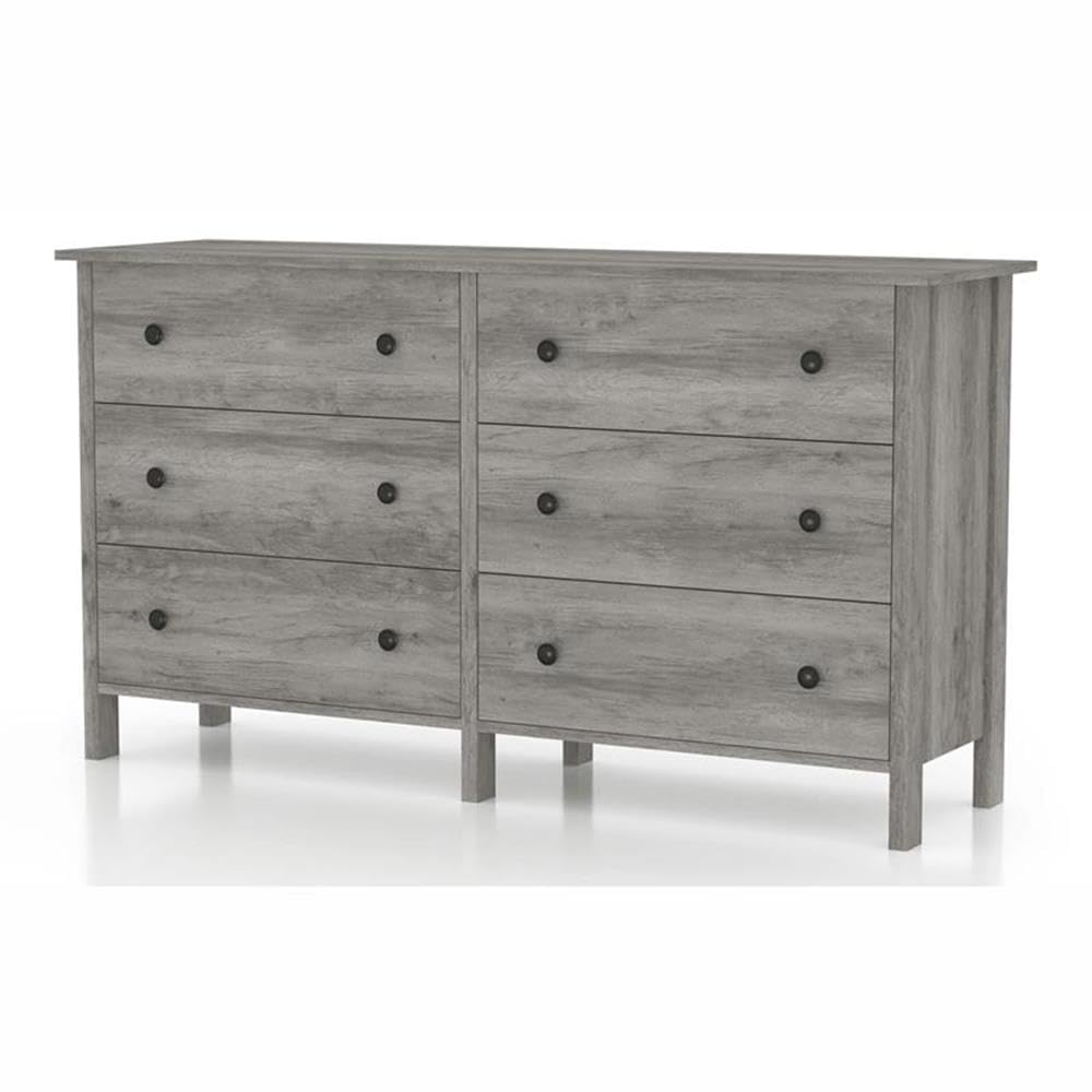 Furniture of America Zillett Transitional 6-Drawer Wood Dresser in Gray Oak - Perfect for Bedroom Storage & Organization