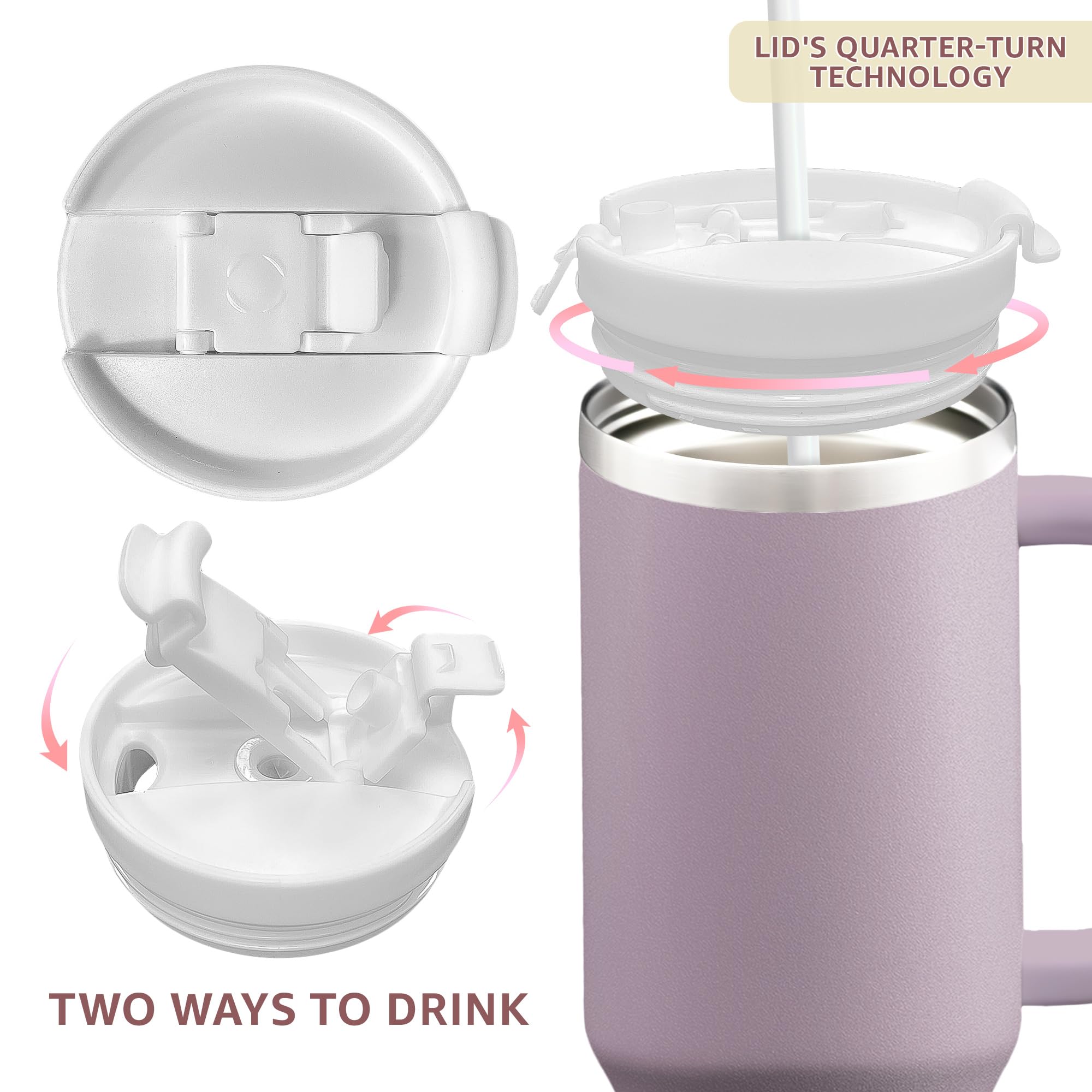 **40oz Insulated Tumbler with Handle & Straw Lid - Best Gift for Mom, Wife, Grandma, Sister - Birthday, Christmas, Mother's Day Present - Leak-Proof Travel Mug for Coffee, Tea & Cold Drinks - Perfect for Work, Gym & Road Trips**