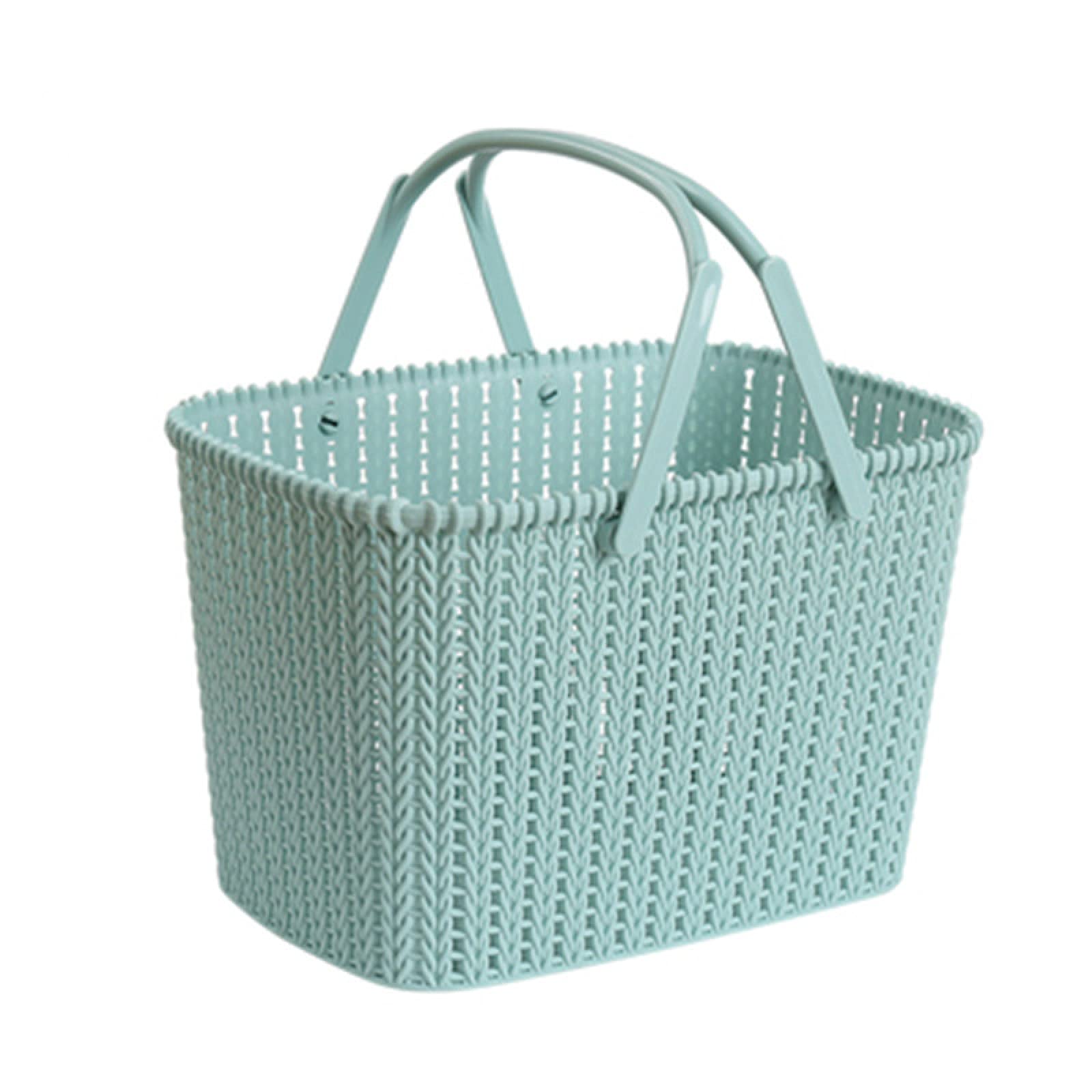 MRBJC Plastic Storage Basket with Handle - 27x18x18cm Toy Organizer Bin for Kids Toys, Books, Clothes | Perfect for Playroom, Bedroom, Shelves & Pet Supplies Storage - Durable Blue Storage Solution for Home Organization