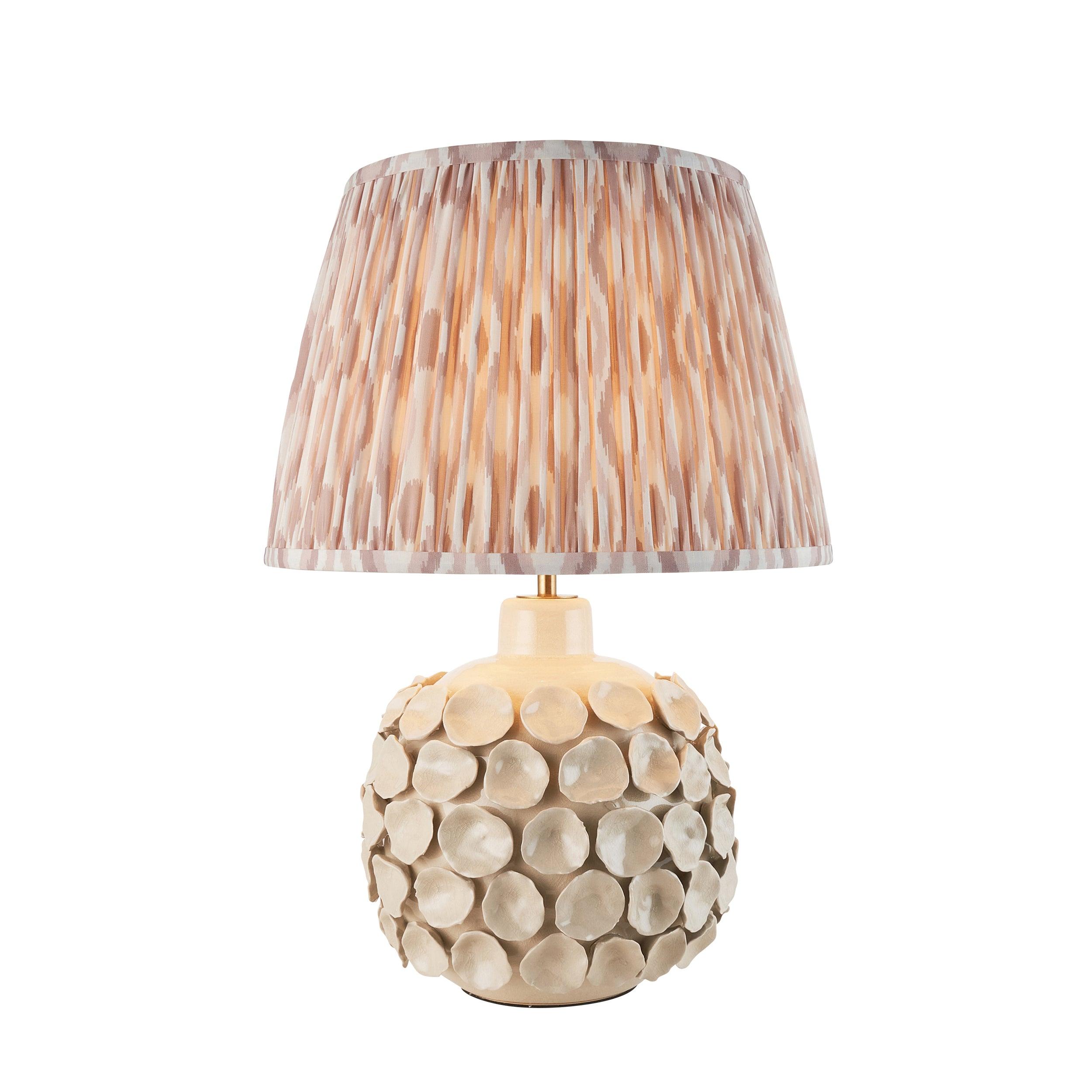 Borello Ivory Ceramic Table Lamp with Ikat 35cm Neutral Shade - Elegant Home Decor for Living Room, Bedroom & Office Lighting