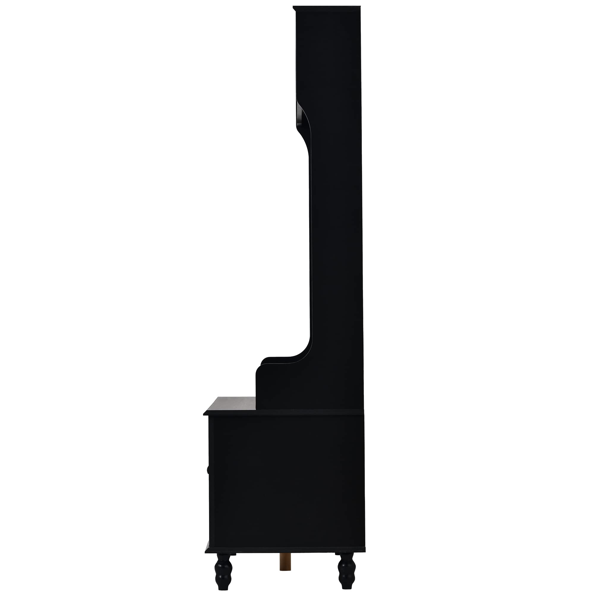 Goujxcy 3-in-1 Entryway Hall Tree with Storage Bench - Modern Coat Rack & Shoe Organizer Cabinet for Living Room & Hallway - Black - Perfect for Small Spaces & Home Organization