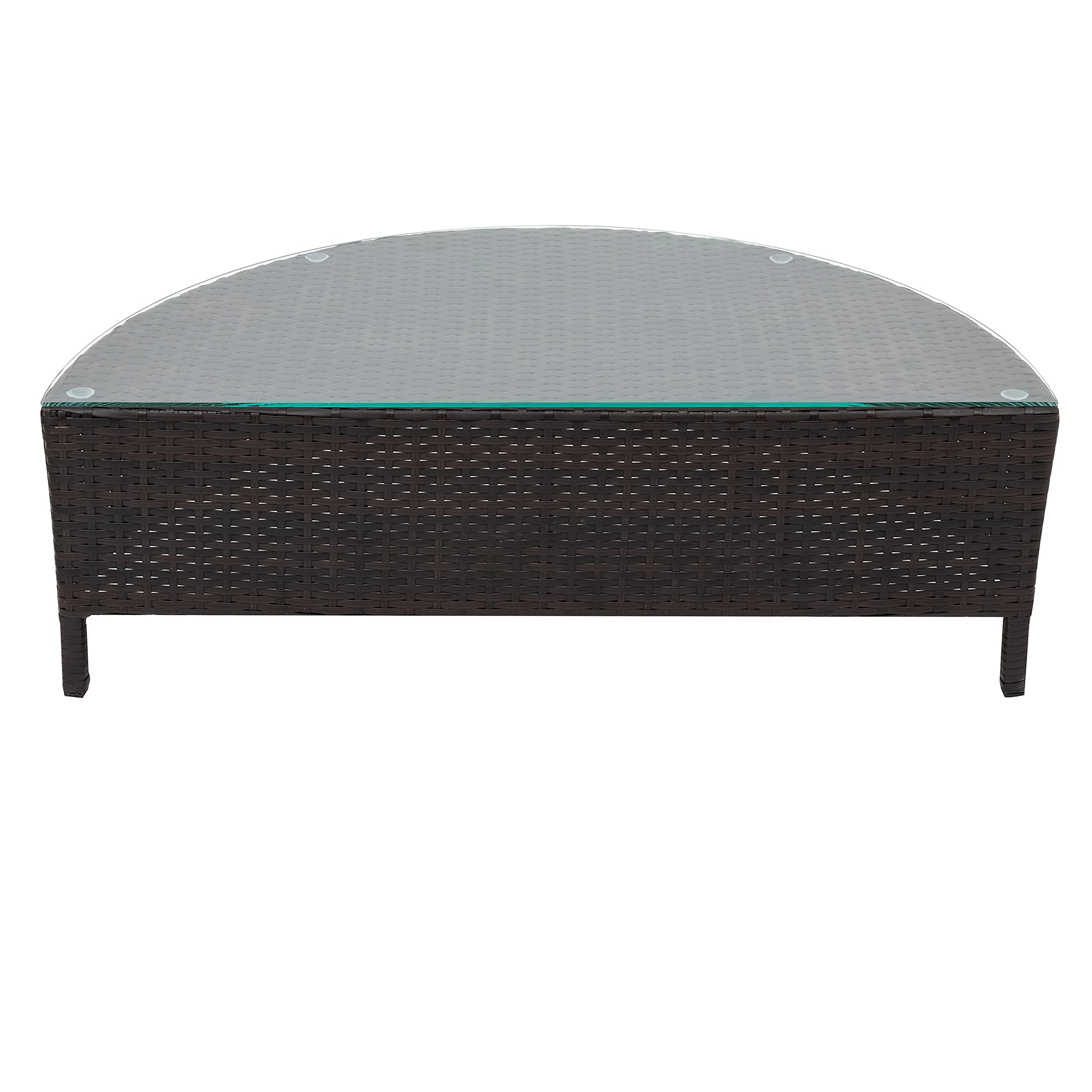 5-Piece Half Moon Patio Sectional Sofa Set - All-Weather PE Rattan Wicker Outdoor Furniture with Pillows, Cushions & Tempered Glass Table - Perfect for Backyard, Garden, and Poolside Relaxation