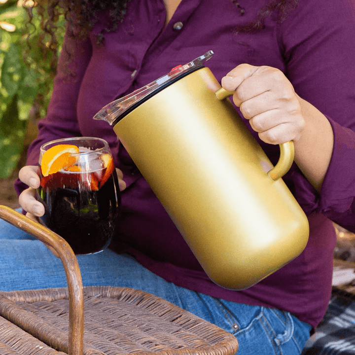 Premium Insulated Pitcher - 64oz Stainless Steel Thermal Carafe with Lid & Spout - Keeps Beverages Hot/Cold for Hours - Perfect for Iced Tea, Coffee, Lemonade, Water - Ideal for Restaurants, Parties, Outdoor Events