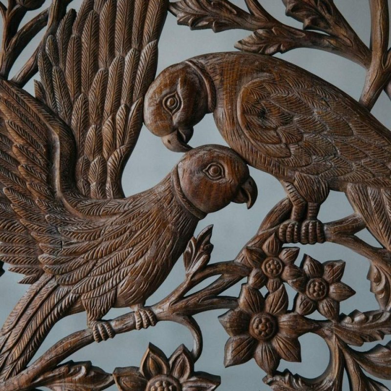 Hand Carved Intricate Parrot Dining Chair - Elegant Wooden Accent Chair for Dining Room, Living Room, or Office Decor - Perfect for Home and Restaurant Use