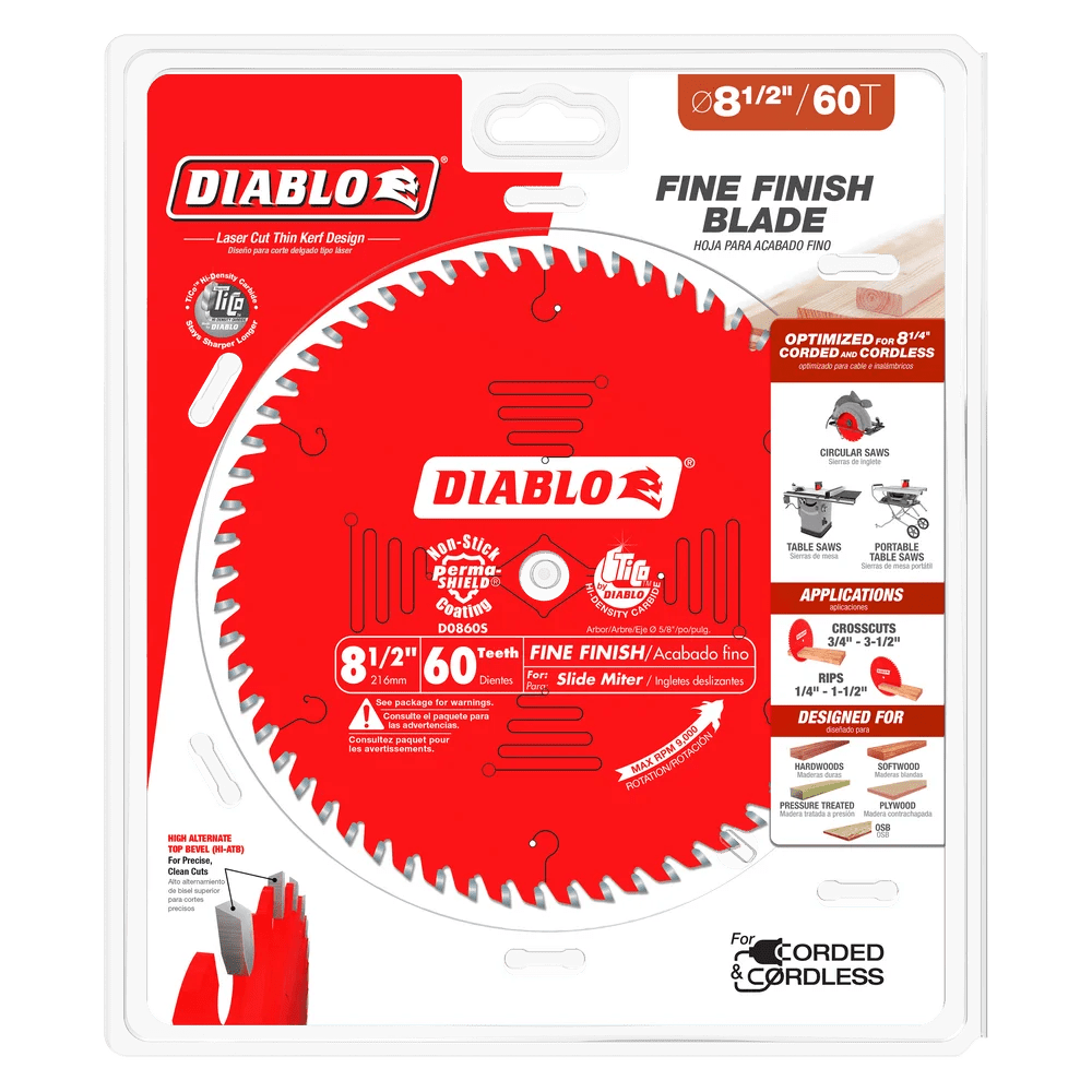 8 1/2 Inch x 60 Tooth Fine Finish Saw Blade - 5 Pack | Premium Circular Saw Blades for Woodworking, Plywood & MDF Cutting | Perfect for DIY Projects & Professional Carpentry