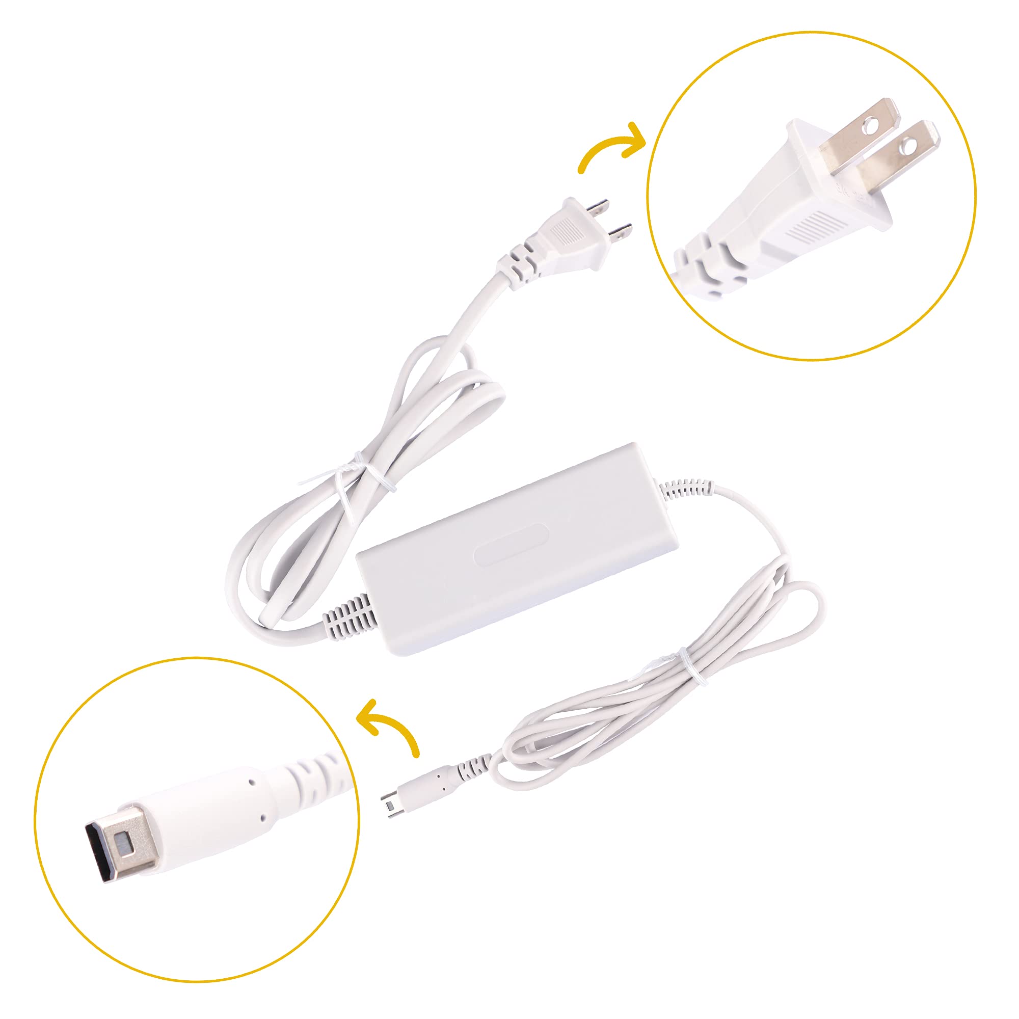 Original Wii U Gamepad Charger Kit - AC Power Adapter & USB Charging Cable for Nintendo Wii U Remote Controller | Fast Charging, Replacement Battery | Perfect for Gaming at Home or Travel
