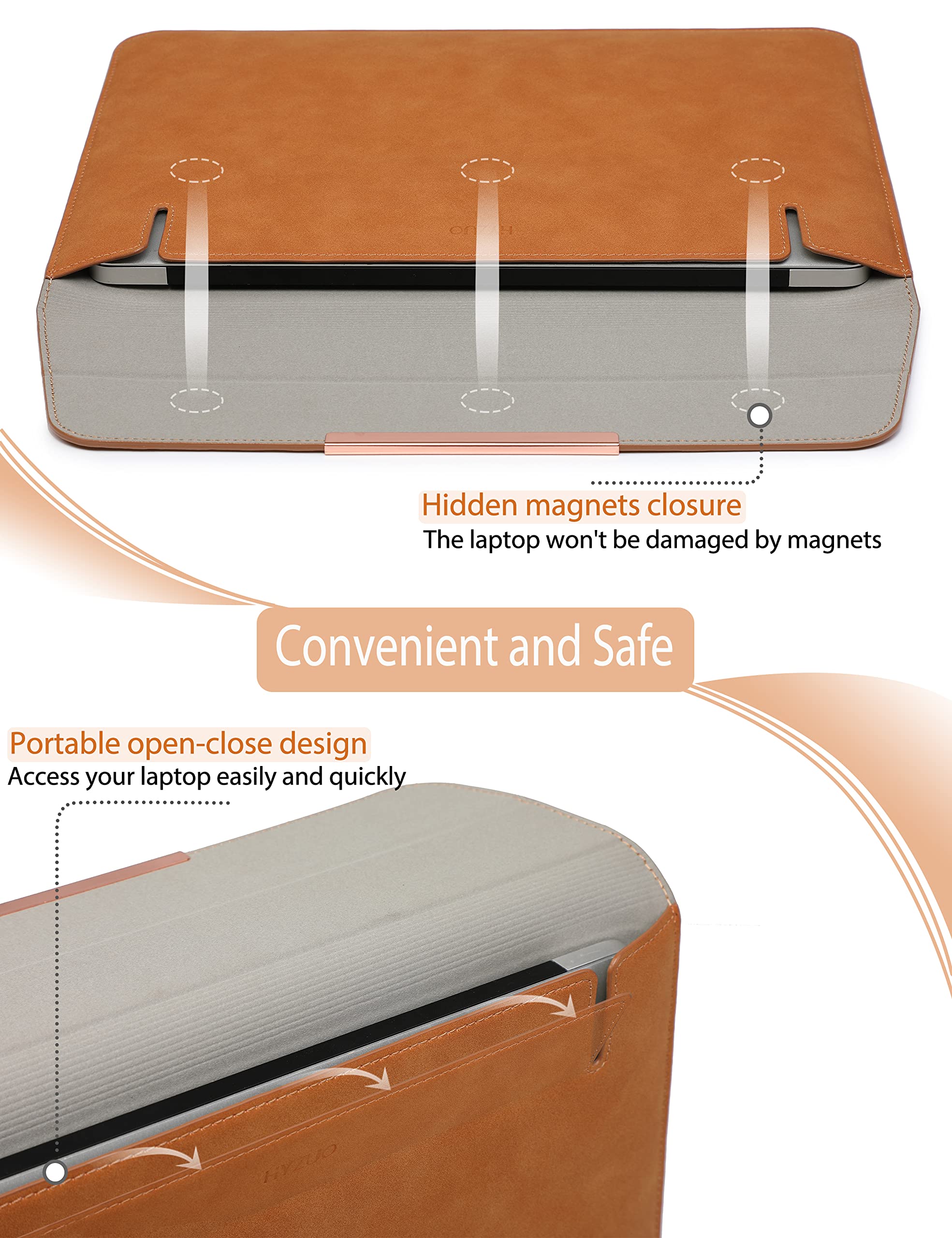 Premium 15-16 Inch Laptop Sleeve with Stand - Compatible with MacBook Pro 16 M1 Pro/Max (A2485, A2141 2019-2022), MacBook Pro 15 (2012-2019) & Surface Laptop 15 - Includes Accessory Bag (Brown) - Perfect for Work, Travel & School Protection