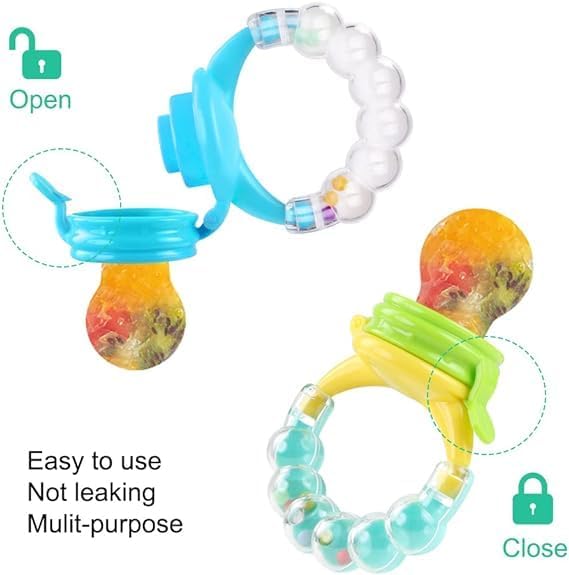 Kritiu Baby Rattle Teether and Spoon Set - BPA-Free Silicone Teething Toy with Feeding Spoons - Safe Infant Care Essentials for 6+ Month Olds (White & Pink) - Perfect for Soothing Gums and First Foods