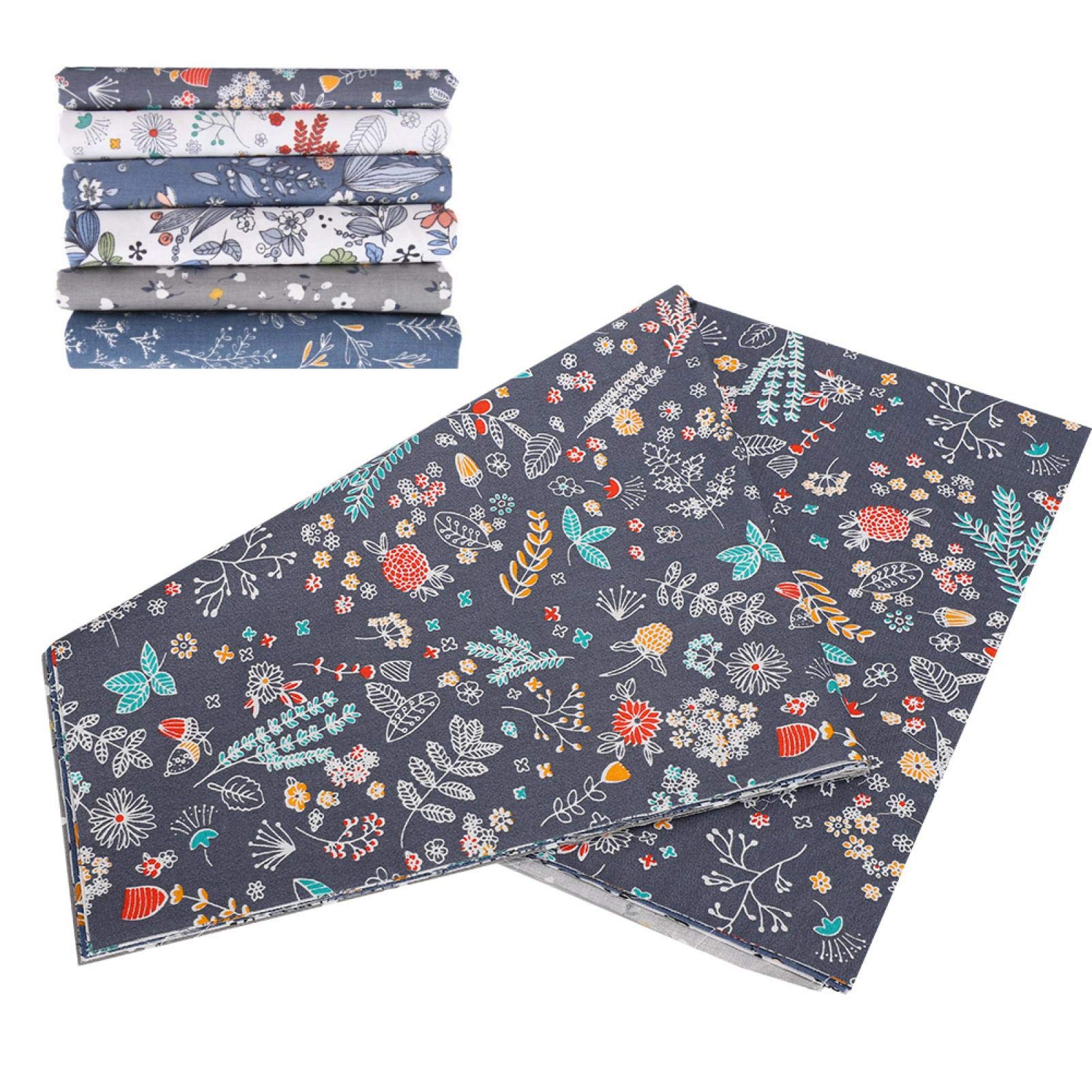 Pinsofy 6-Piece Handmade Cotton Fabric Bundle - 50 x 40cm (19.7 x 15.7 Inches) Premium Sewing Cloth for DIY Crafts, Quilting, Doll Making & Bag Design - Perfect for Home Sewing Projects & Creative Gift Making