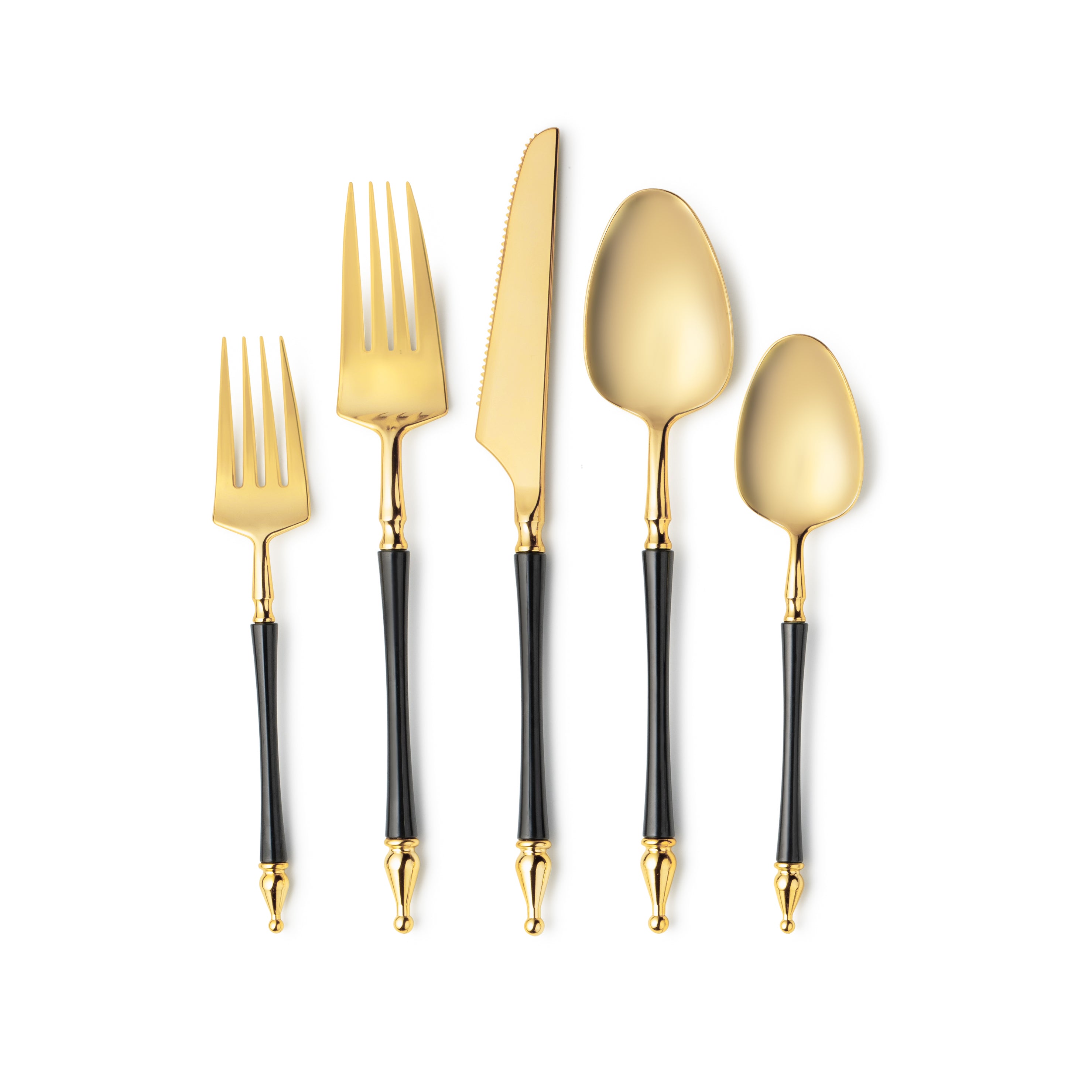 Elegant Black and Gold Flatware Set - 40 Piece Silverware for 8 Place Settings | Formal Dining, Wedding Registry & Luxury Dinnerware Collection