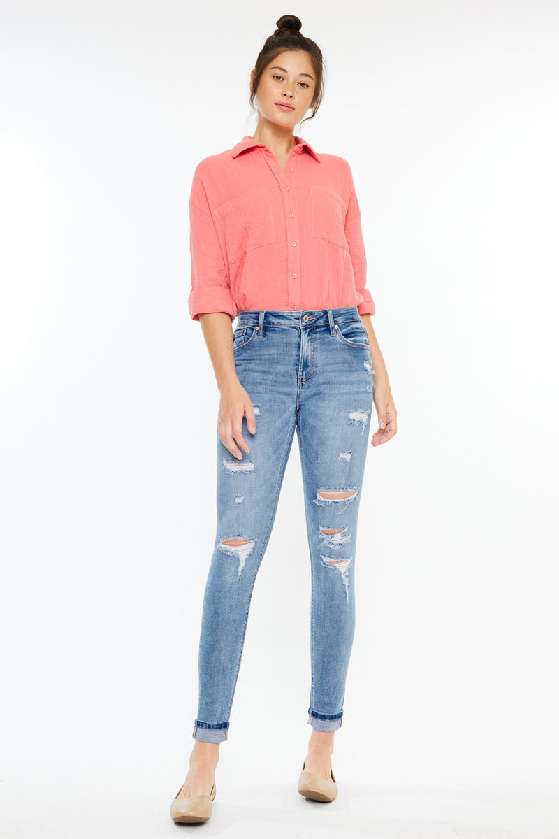 Amanda Women's High Rise Ankle Skinny Jeans - Stretch Denim Pants for Casual Wear & Everyday Outfits